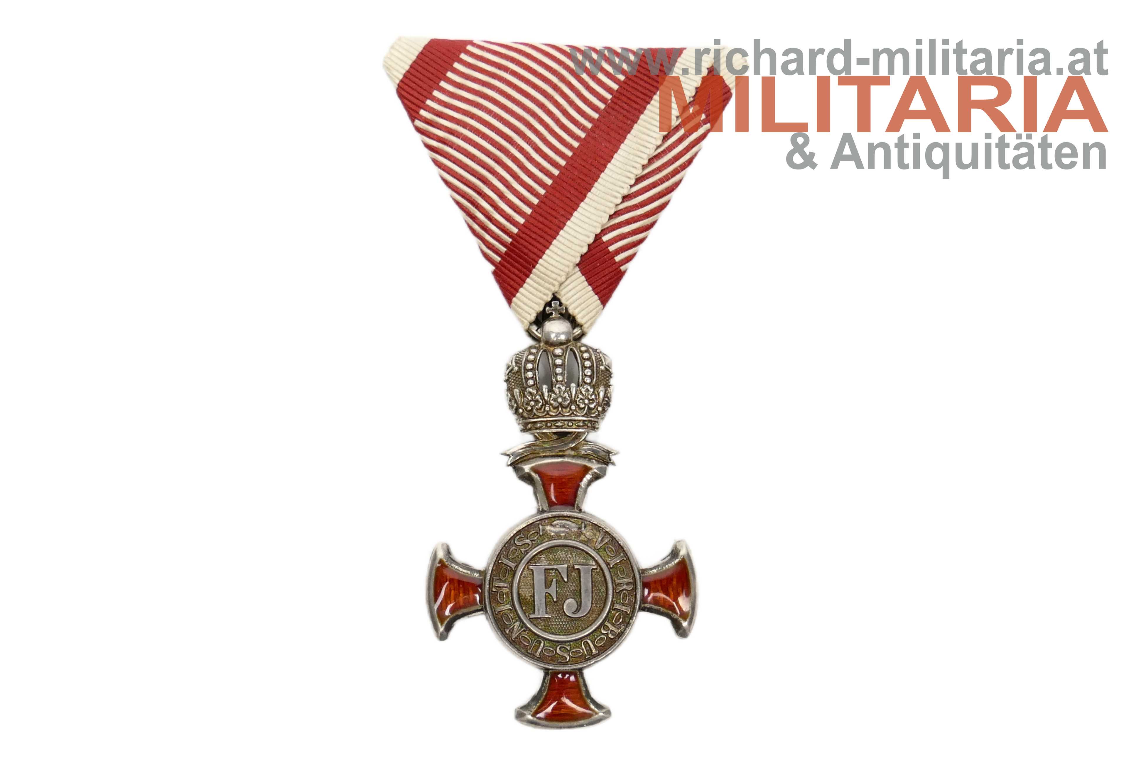 k.u.k. Silbernes Verdienstkreuz m. d. Krone - Rozet & Fischmeister