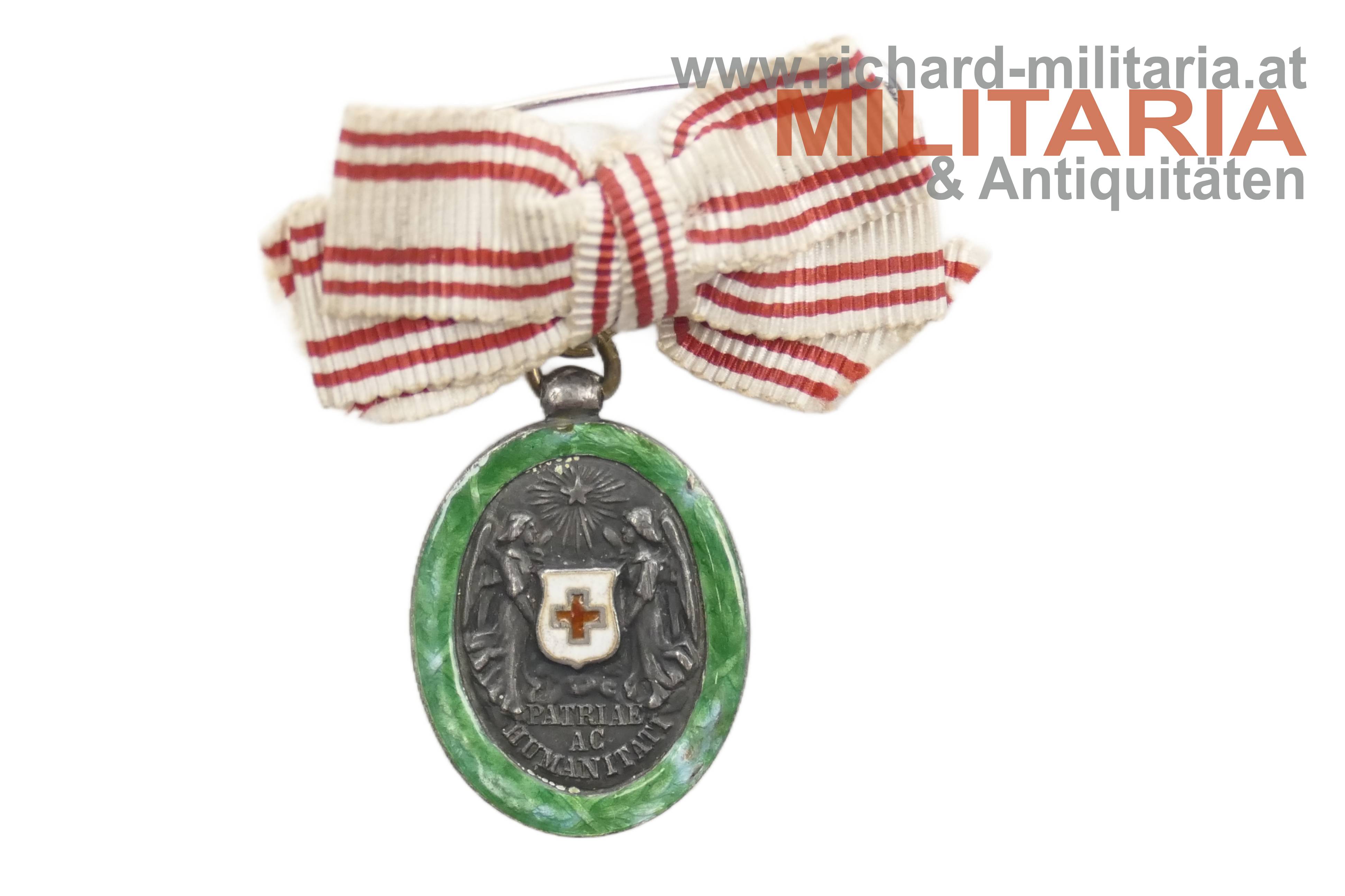 Rotes Kreuz - Silberne Ehrenmedaille mit KD + Damenmasche - MINIATUR