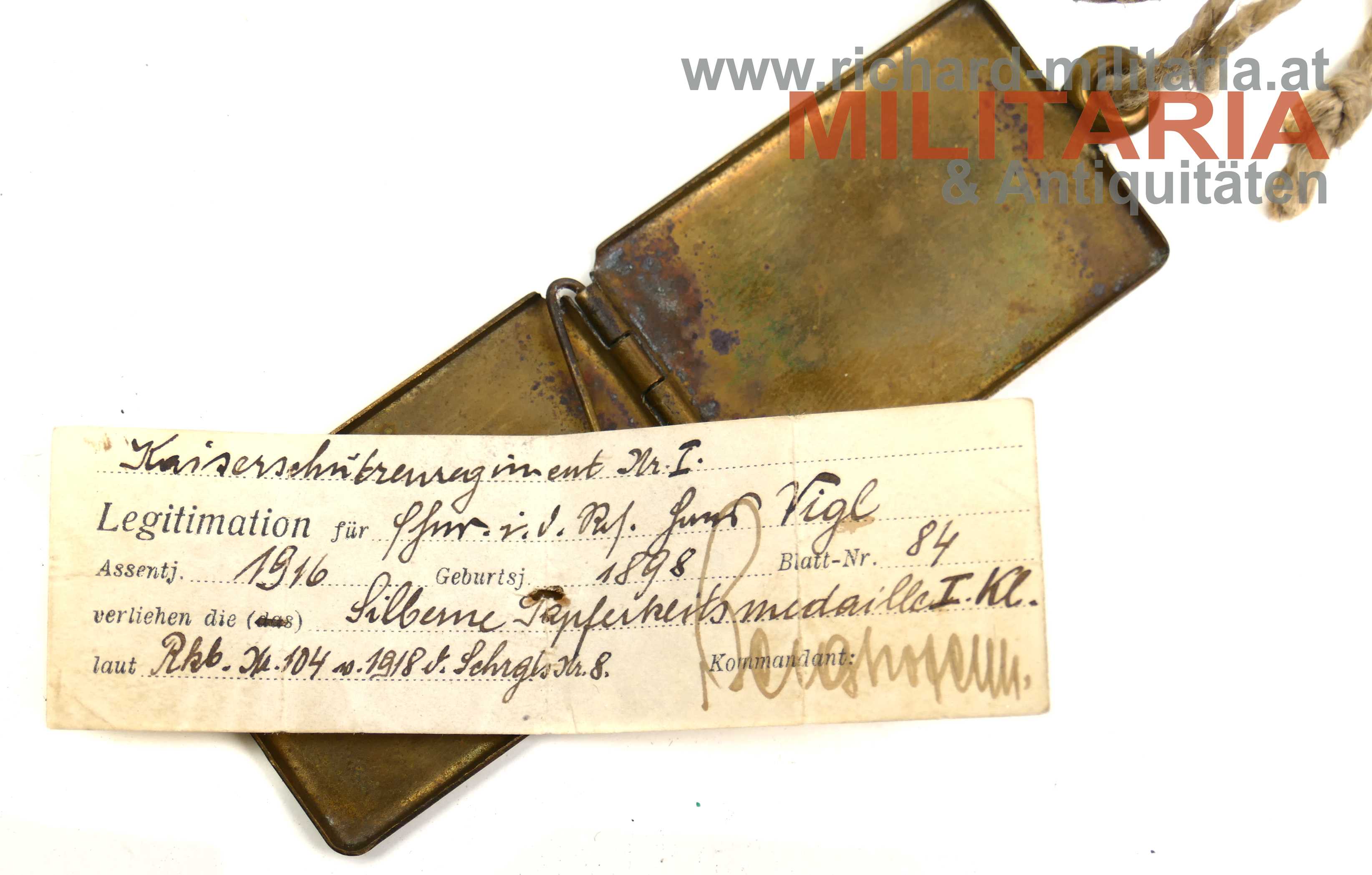 k.u.k. Legitimationskapsel - Kaiserschützenregiment I. "Trient" 