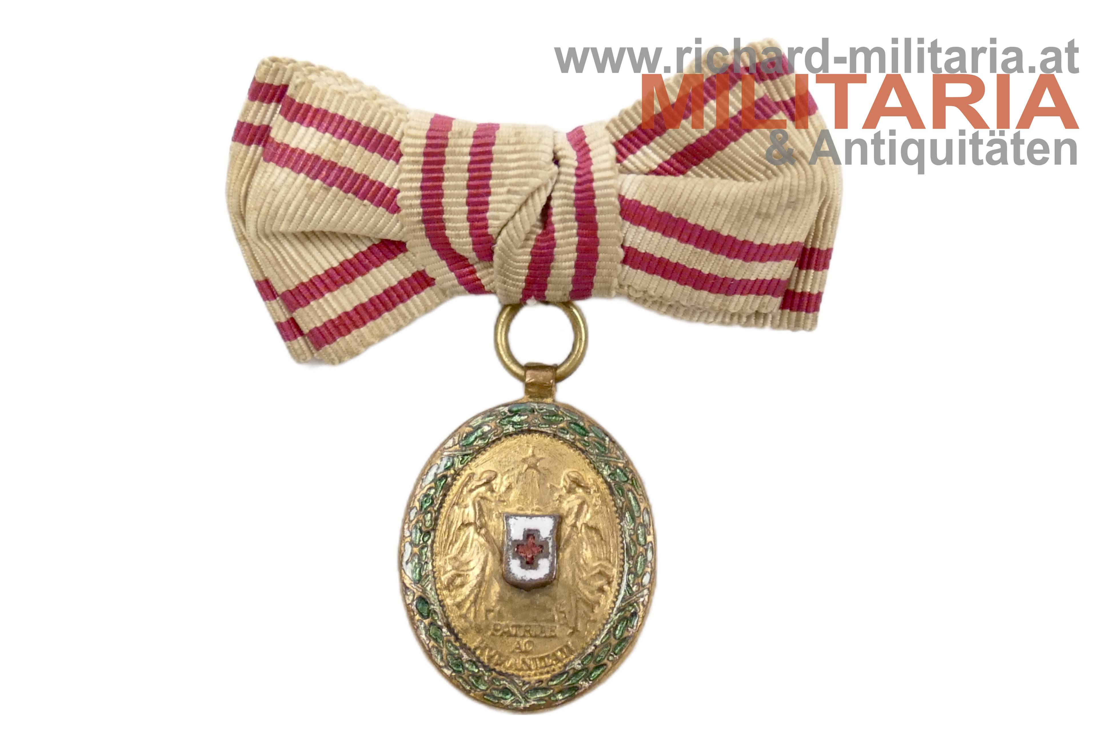 Rotes Kreuz - Bronzene Ehrenmedaille mit KD & Damenmasche - MINIATUR