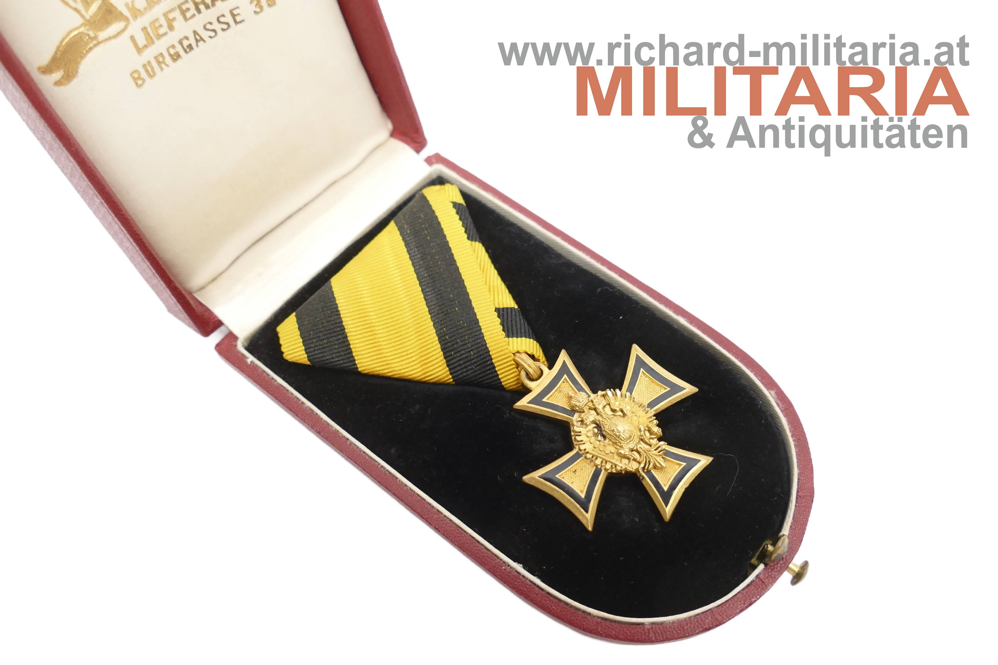 k.u.k. Militärdienstzeichen 2. Klasse (40 J.) Offizier - Josef Zimbler im Etui