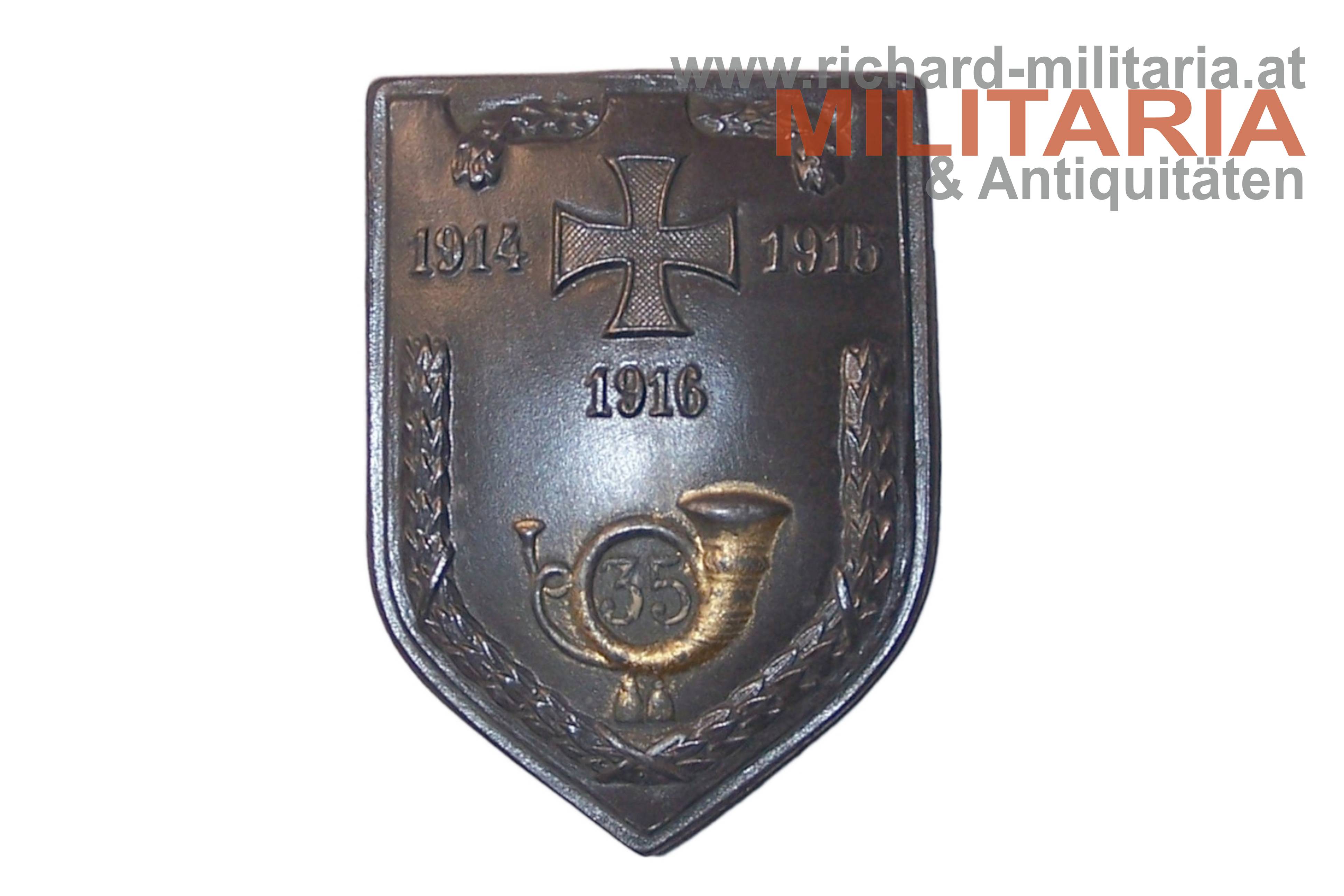 k.k. Kappenabzeichen - Landwehr Infanterie Reg. 35 Zloczow / 1914-1915-1916