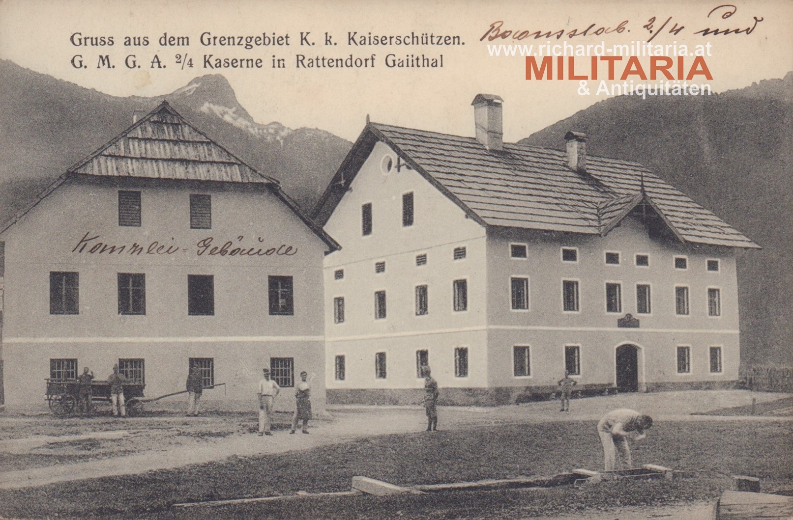 kk. Kaiserschützen - Gruss aus dem Grenzgebiet - G.M.G.A. 2/4 Kaserne in Rattendorf Gailthal