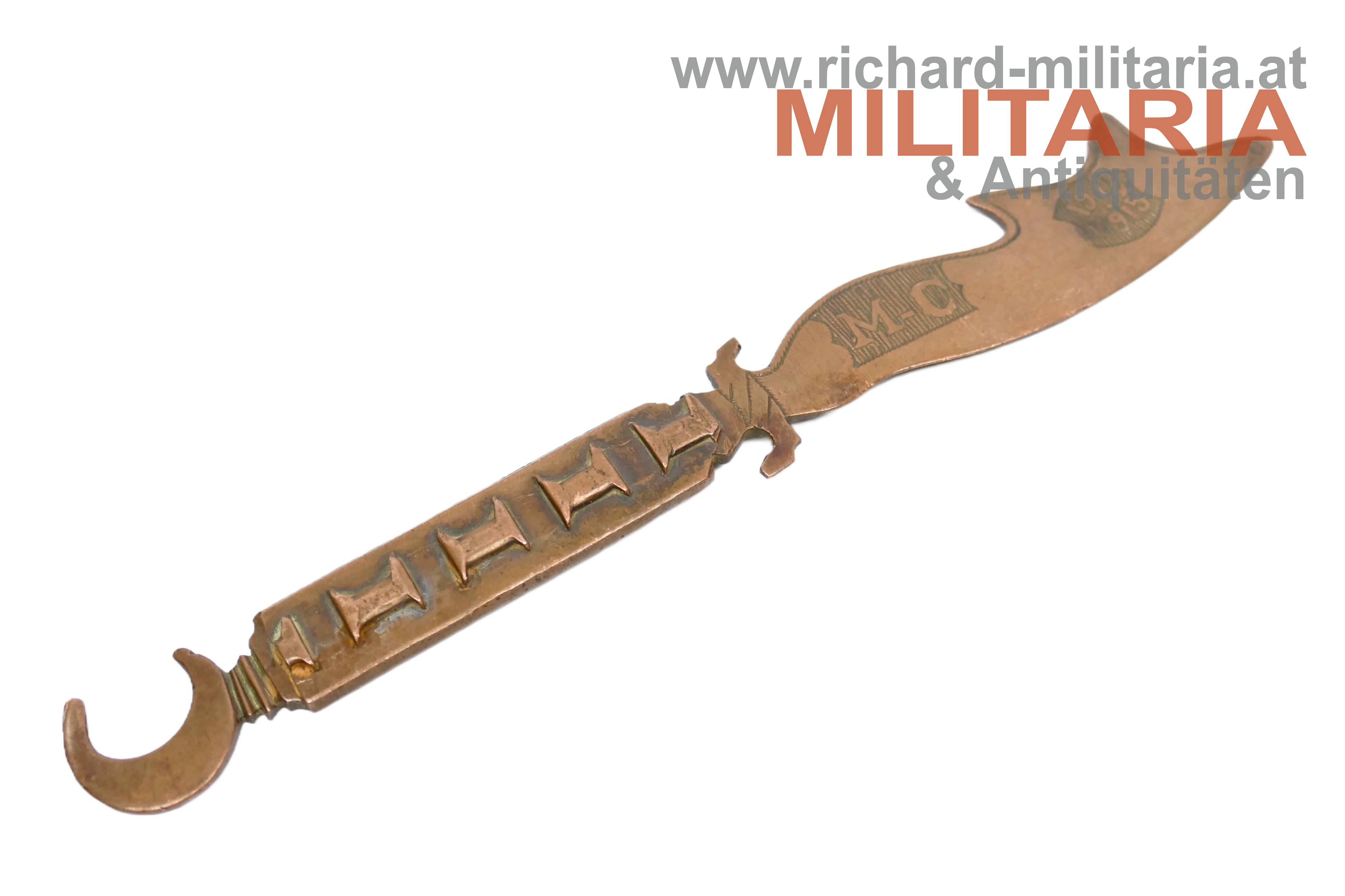 Grabenarbeit - Brieföffner - osmanischer Halbmond - 1914-1915 - "M-C"