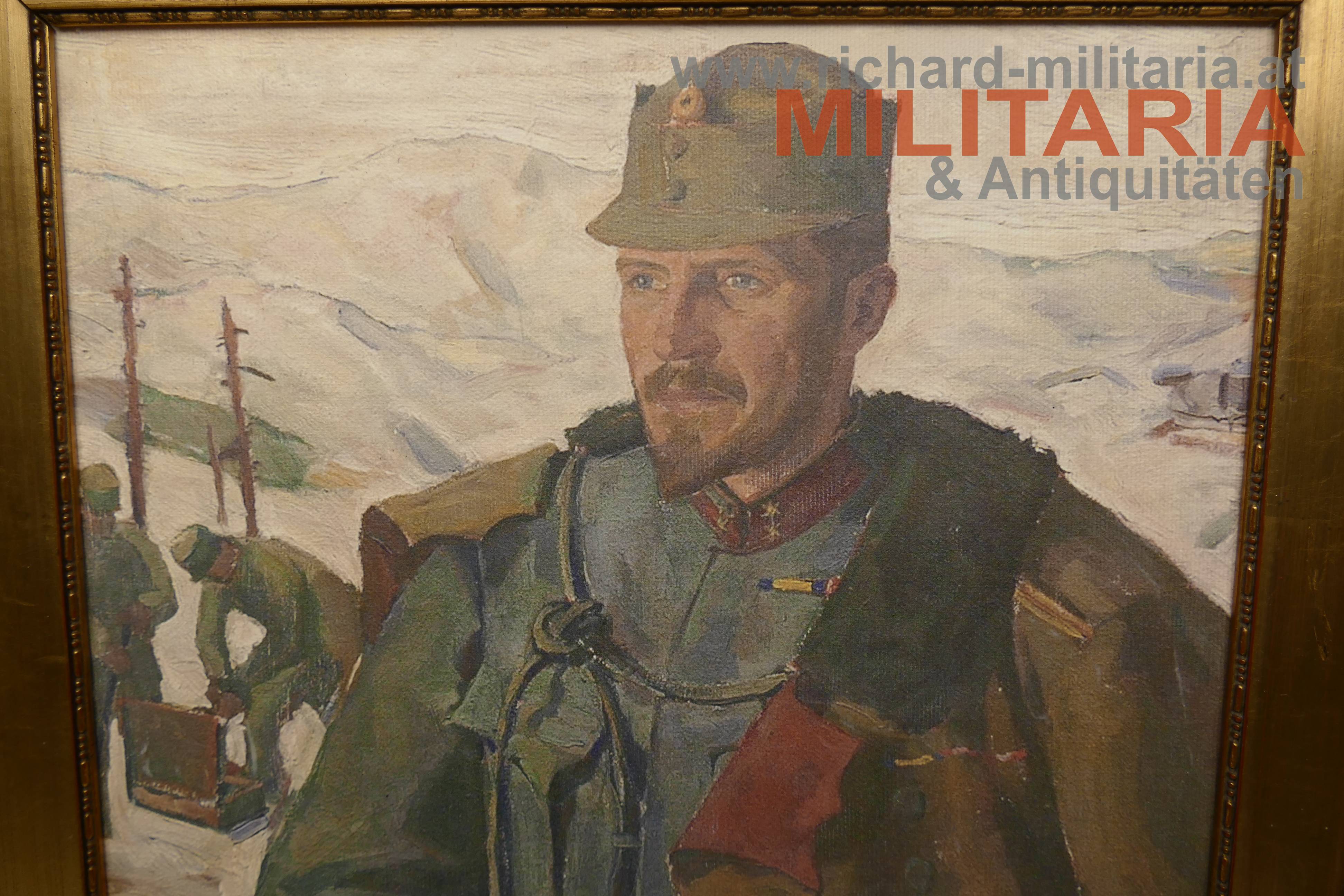 k.u.k. Bilddruck - Kavallerie-Oberleutnant in Feldadjustierung im Gebirge um 1916