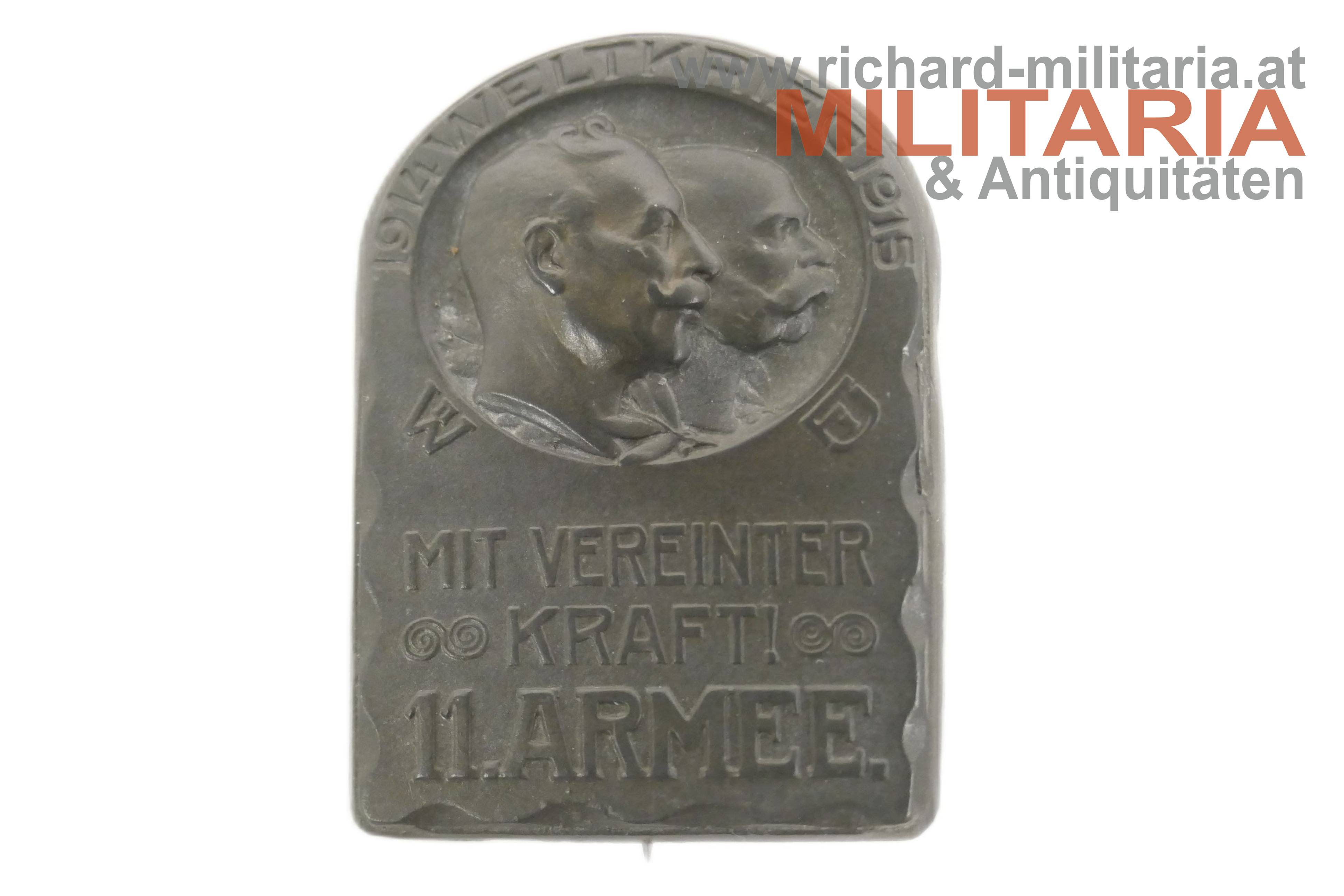 k.u.k. Kappenabzeichen - 11. Armee - Mit vereinter Kraft - 1914-1915