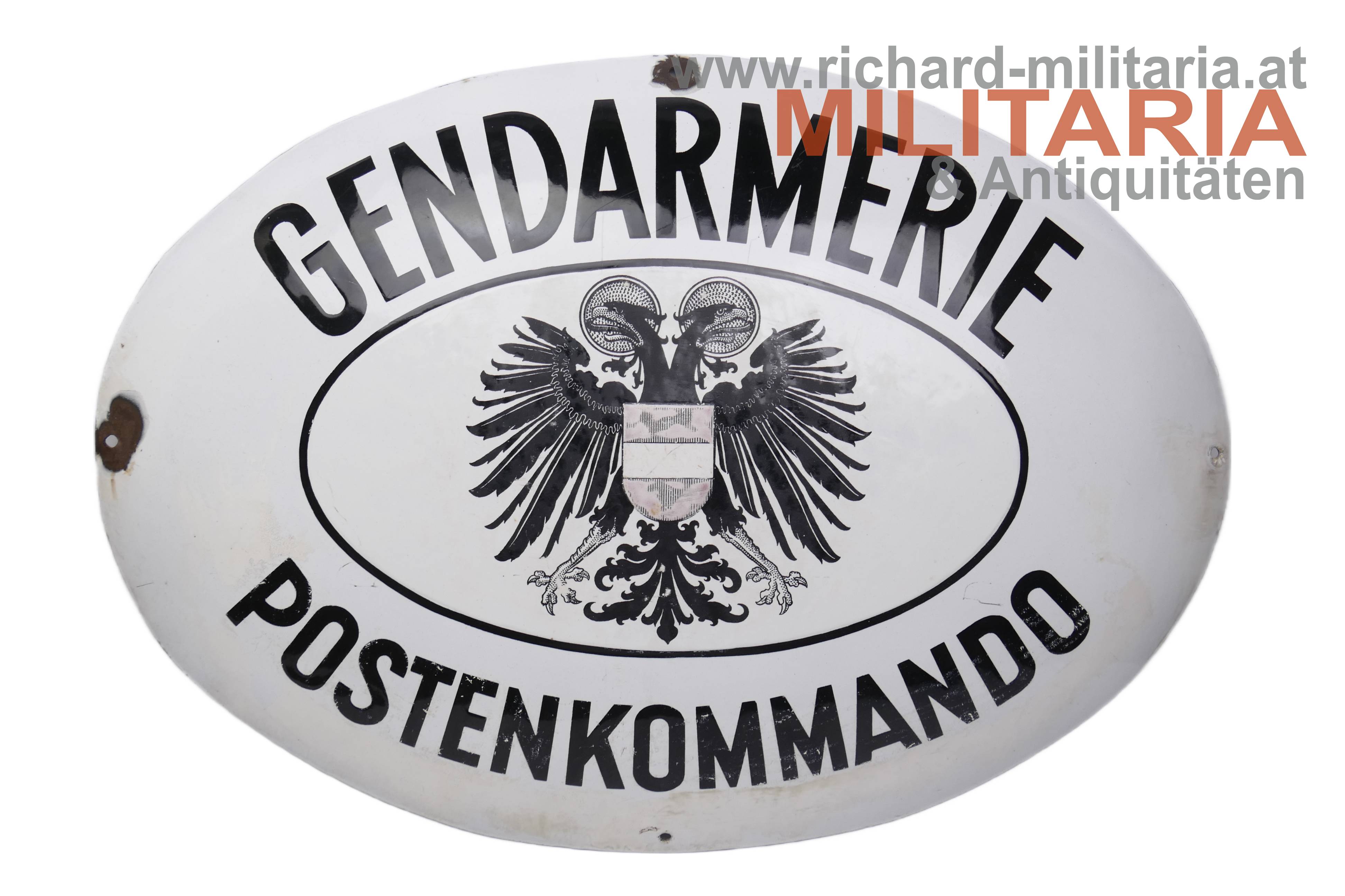 Österreich Ständestaat - Emailschild - Gendarmerie Postenkommando