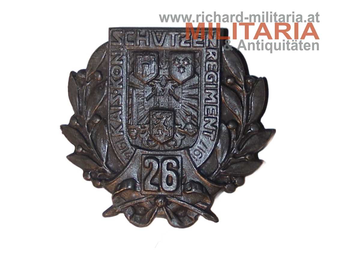 k.k. Kappenabzeichen - Kais. Kön. Schützenregiment 26 - 1914-1917