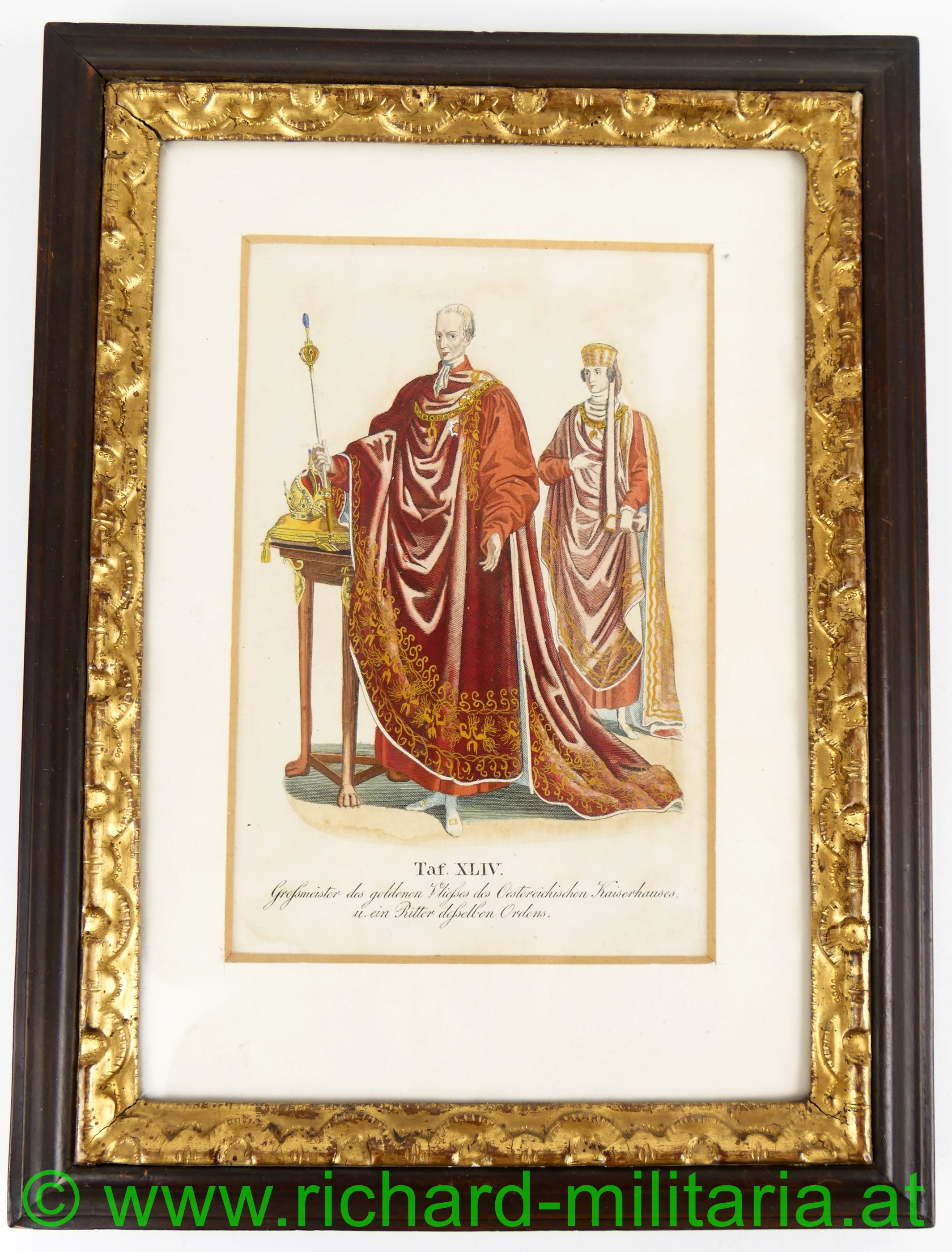 P2350081 Colorierter Stich - Großmeister des goldenen Vlieses öst. Kaiserhaus