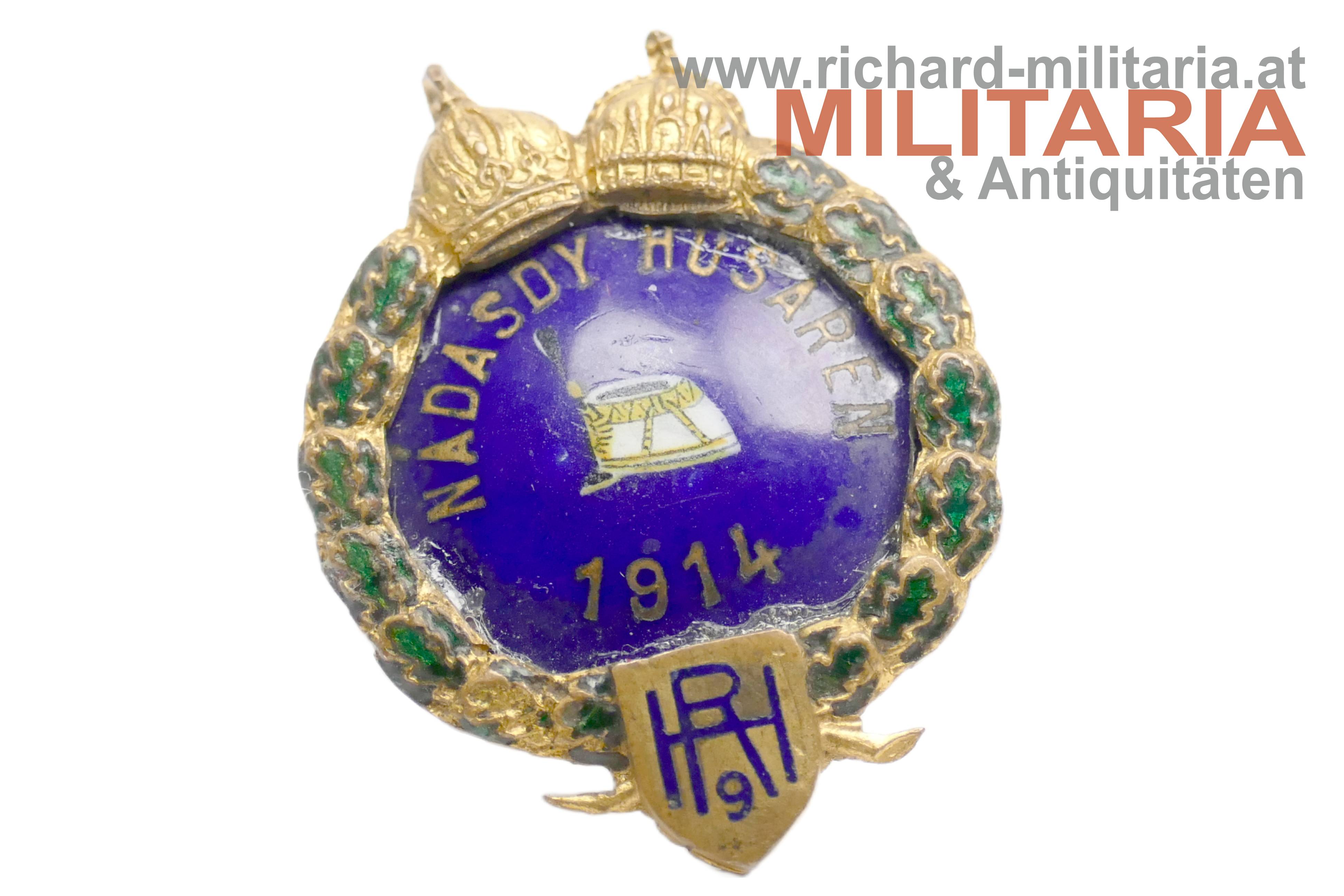 k.u.k. Kappenabzeichen - Husaren Regiment Nr. 9 - HR9 - Offiziersausführung