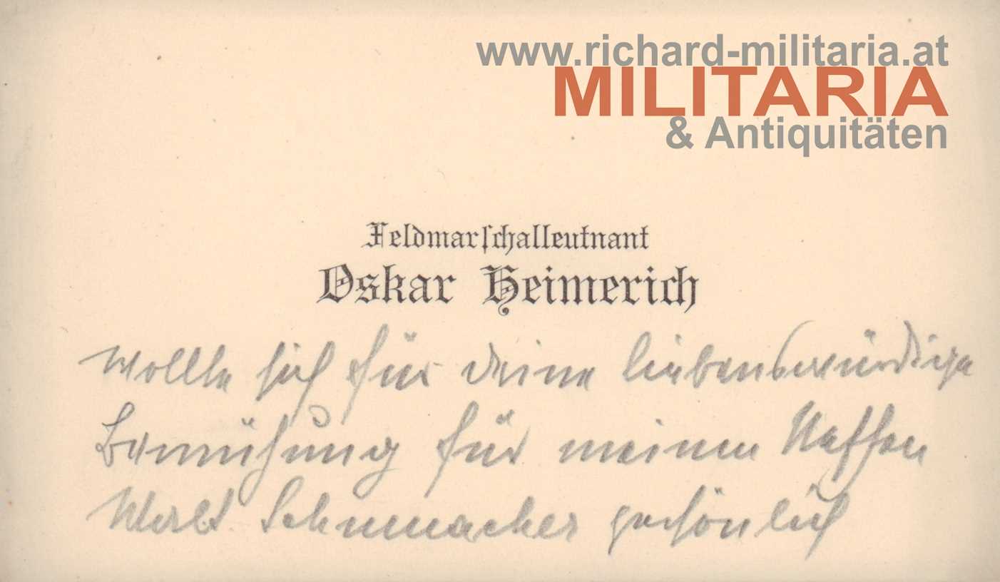k.u.k. Visitenkarte Feldmarschalleutnant Oskar Heimerich