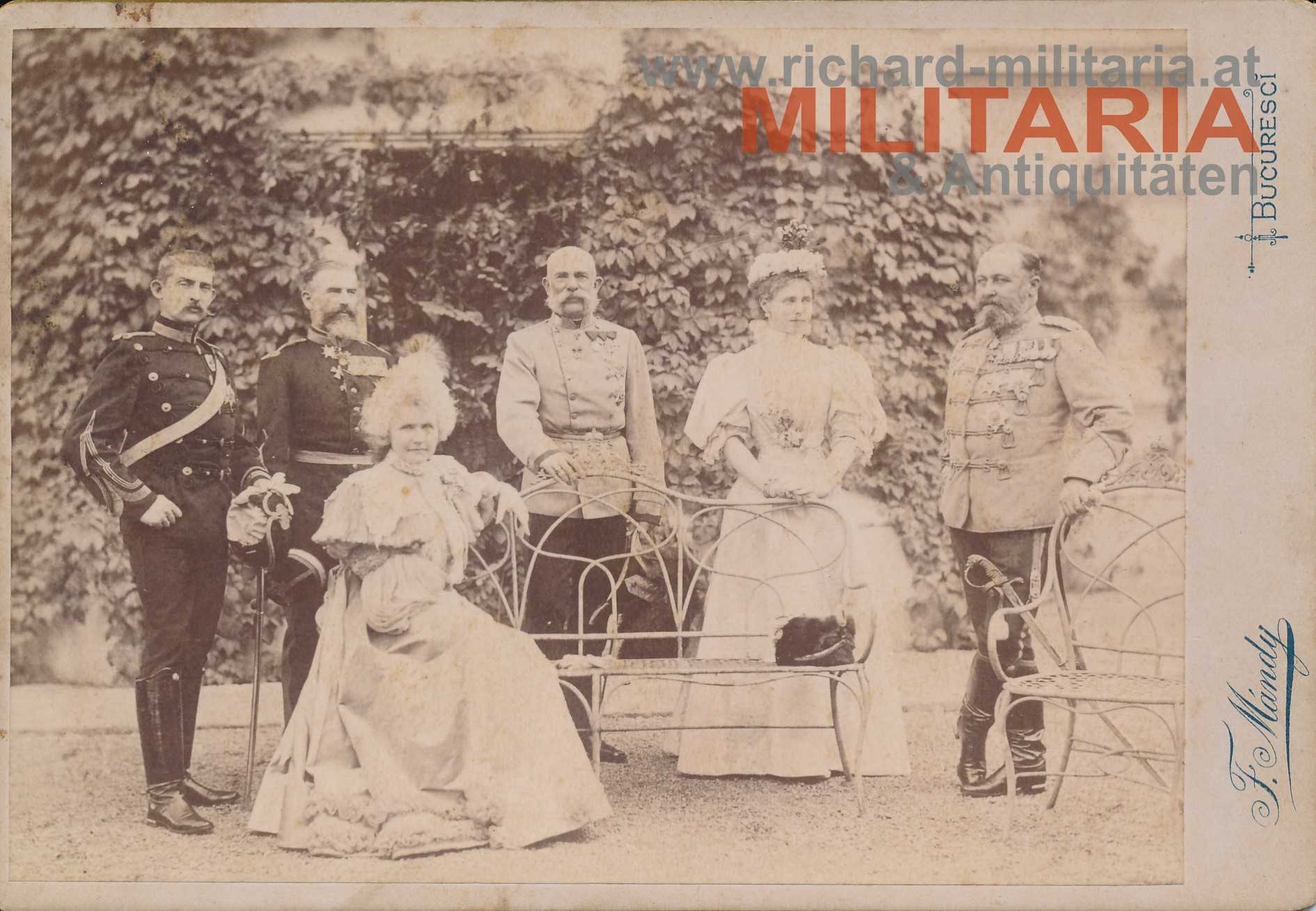 k.u.k. Hartkartonfoto - Kaiser Franz Joseph - rumänische Königsfamilie