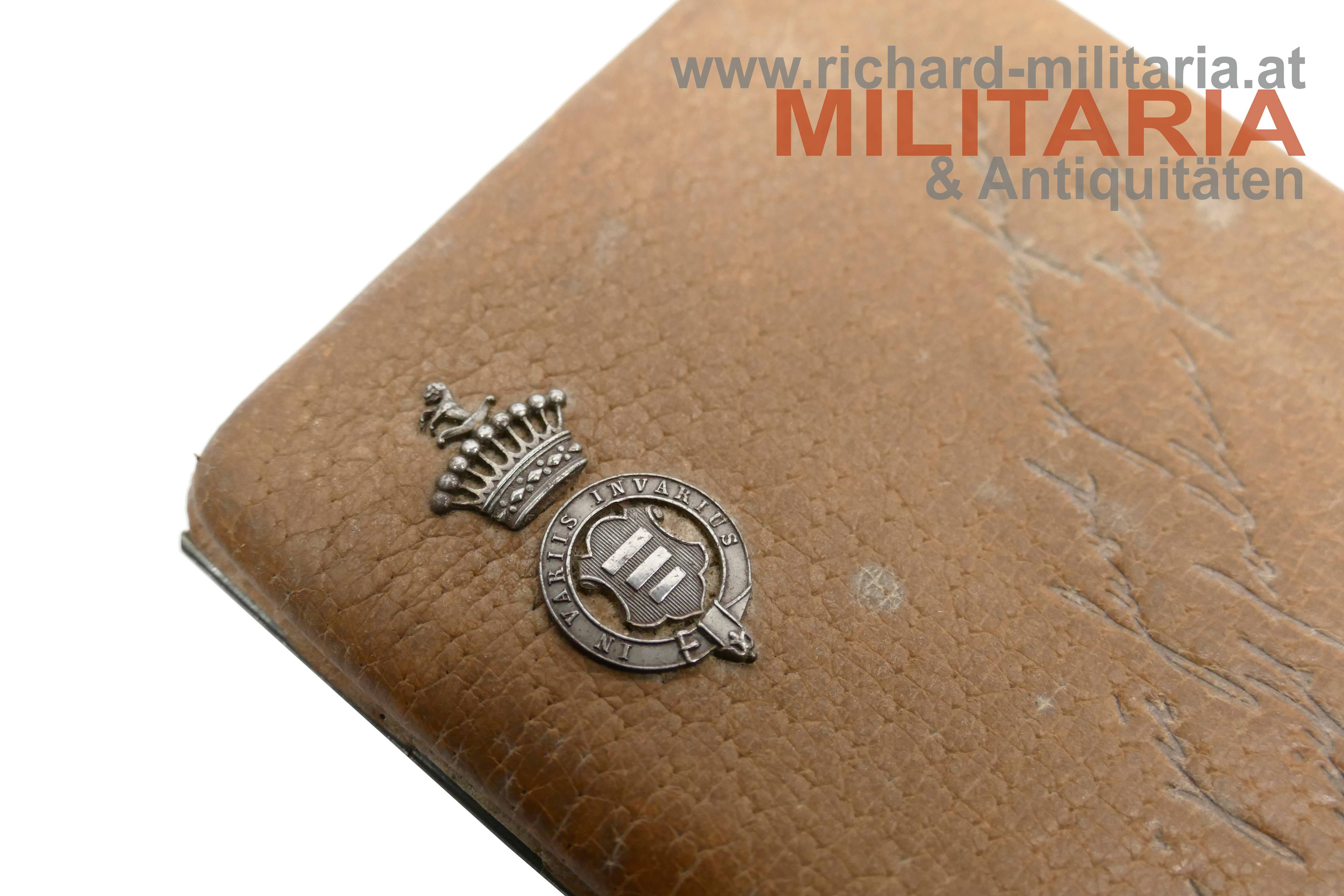 Grafen von Schlabrendorf - Zigarettenetui aus Leder mit Grafenwappen