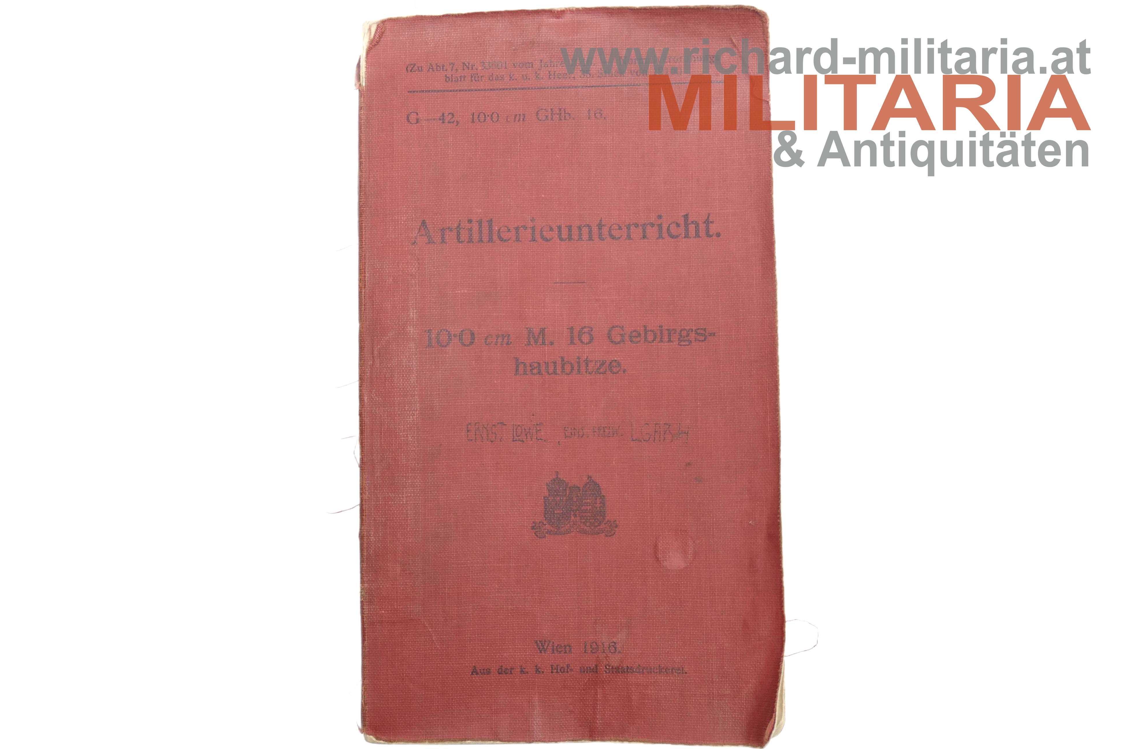 Artillerieunterricht - 10,0 cm M.16 Gebirgshaubitze - 1916