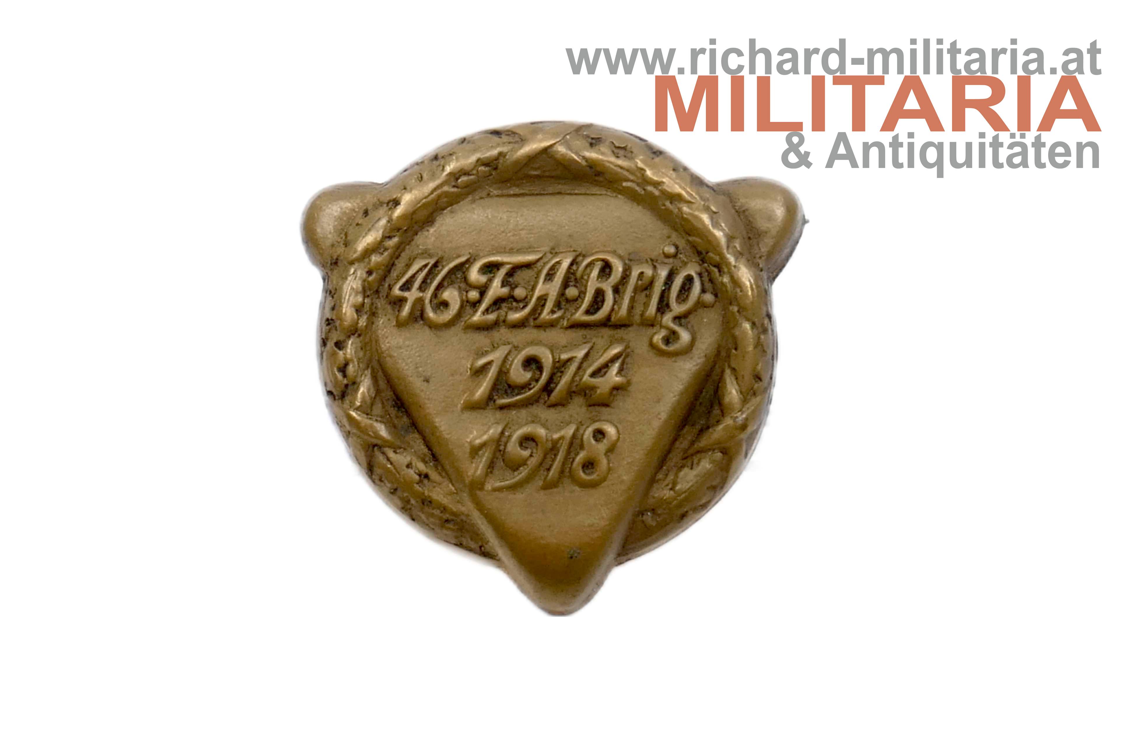 k.u.k. Kappenabzeichen 46. F.A. Brig. 1914-1918