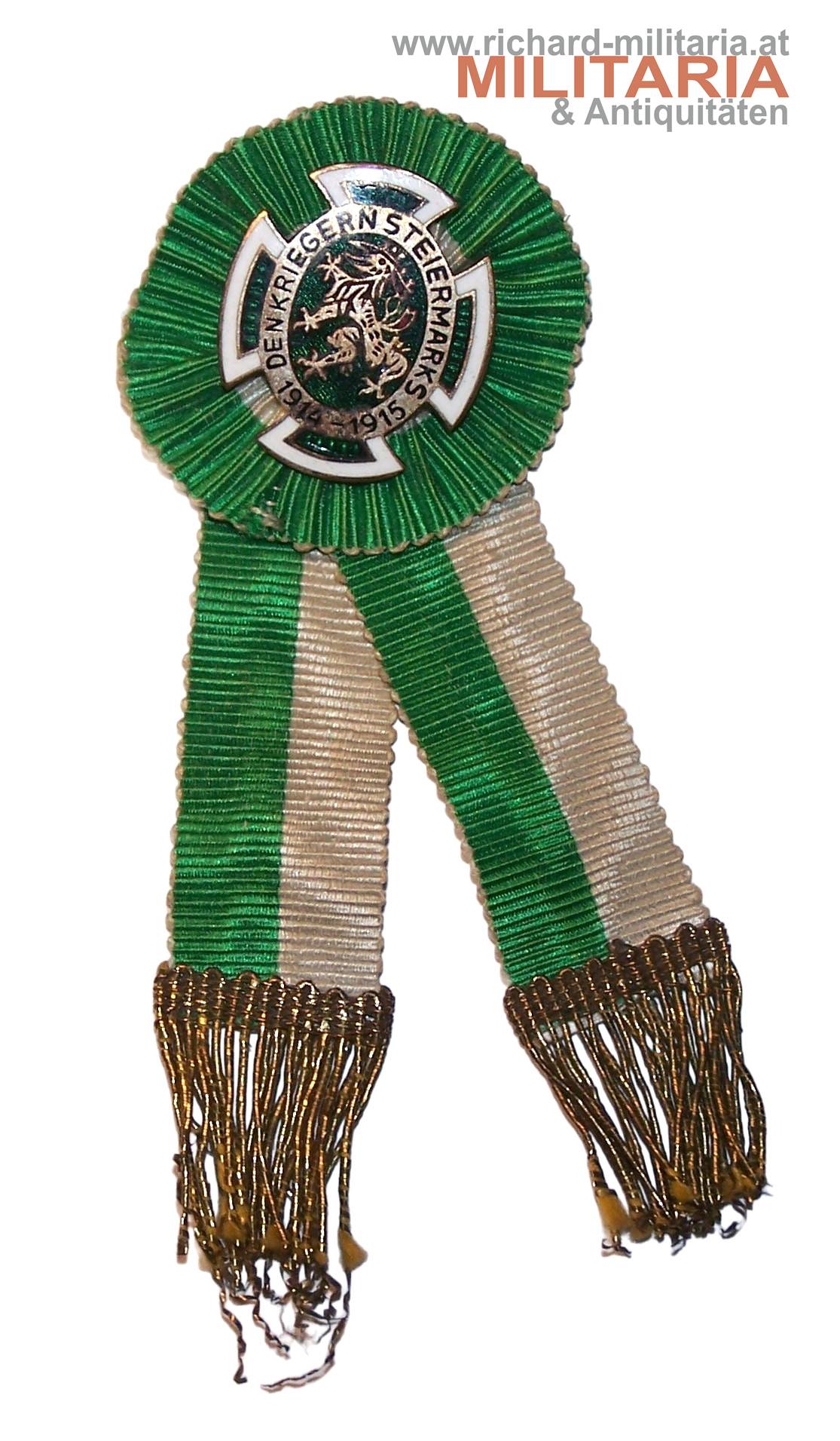 k.u.k. patriotisches Abzeichen mit Band - Den Kriegern Steiermarks 1914-1915