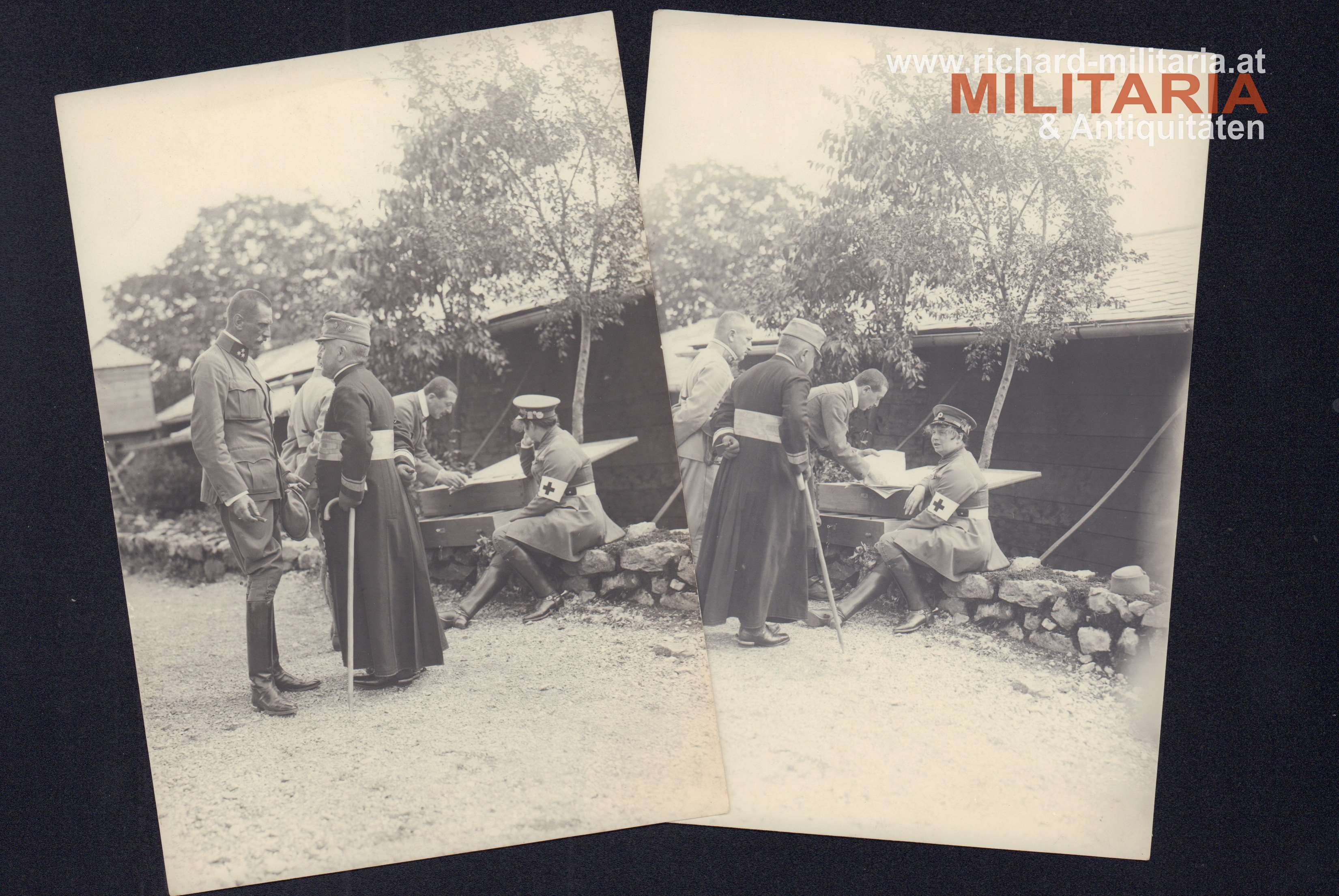 k.u.k. Foto - Feldkurat mit Hauptmann & Rot-Kreuz Hilfsdienst - Steiermark 