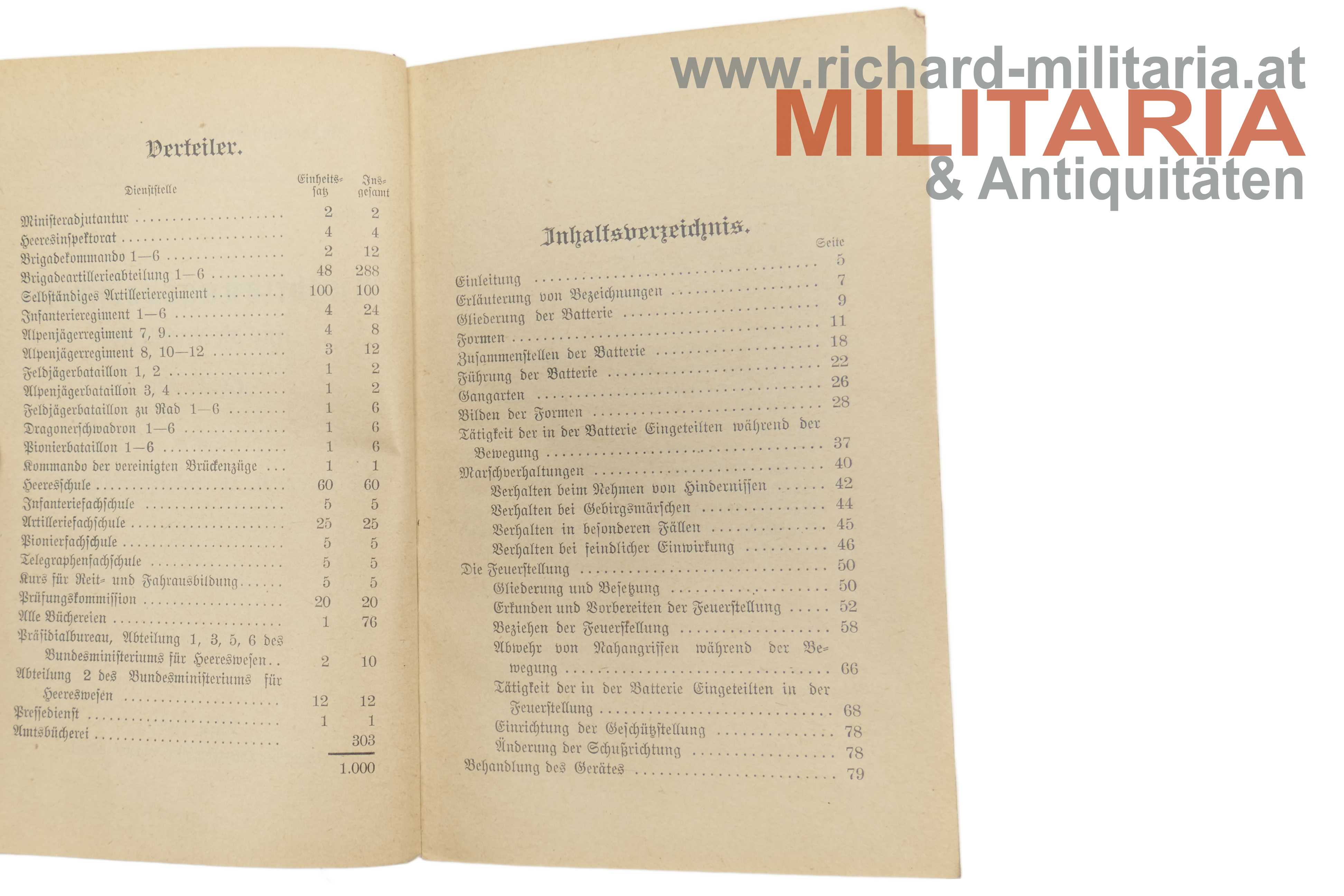 1. Republik - Ausbildungsvorschrift für die Artillerie (A.V.A.)- Heft 9