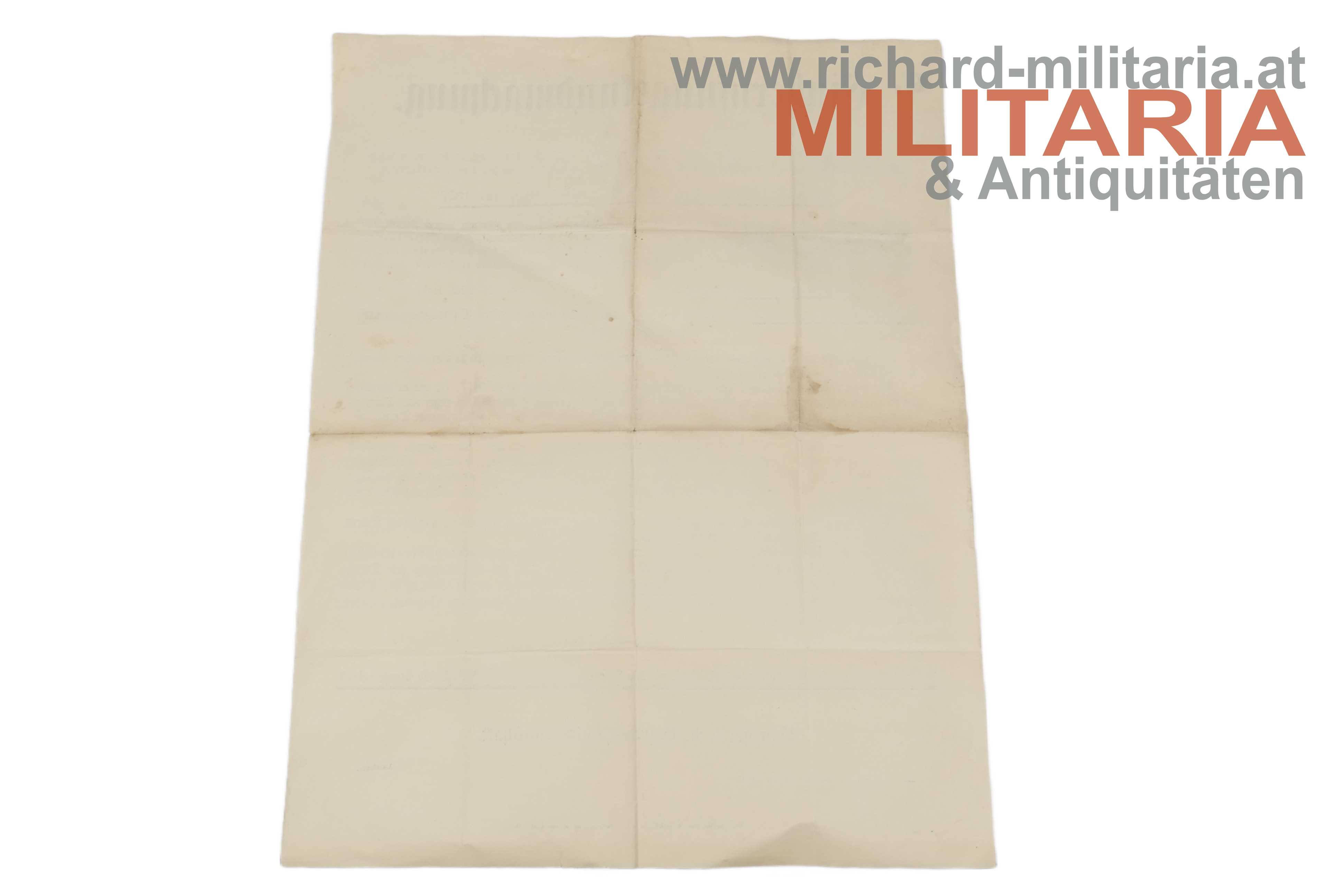 Einberufungskundmachung 1915 - für Landsturmpflichtige-Geburtsjahrgänge 1873, 1874, 1875, 1876 und 1877