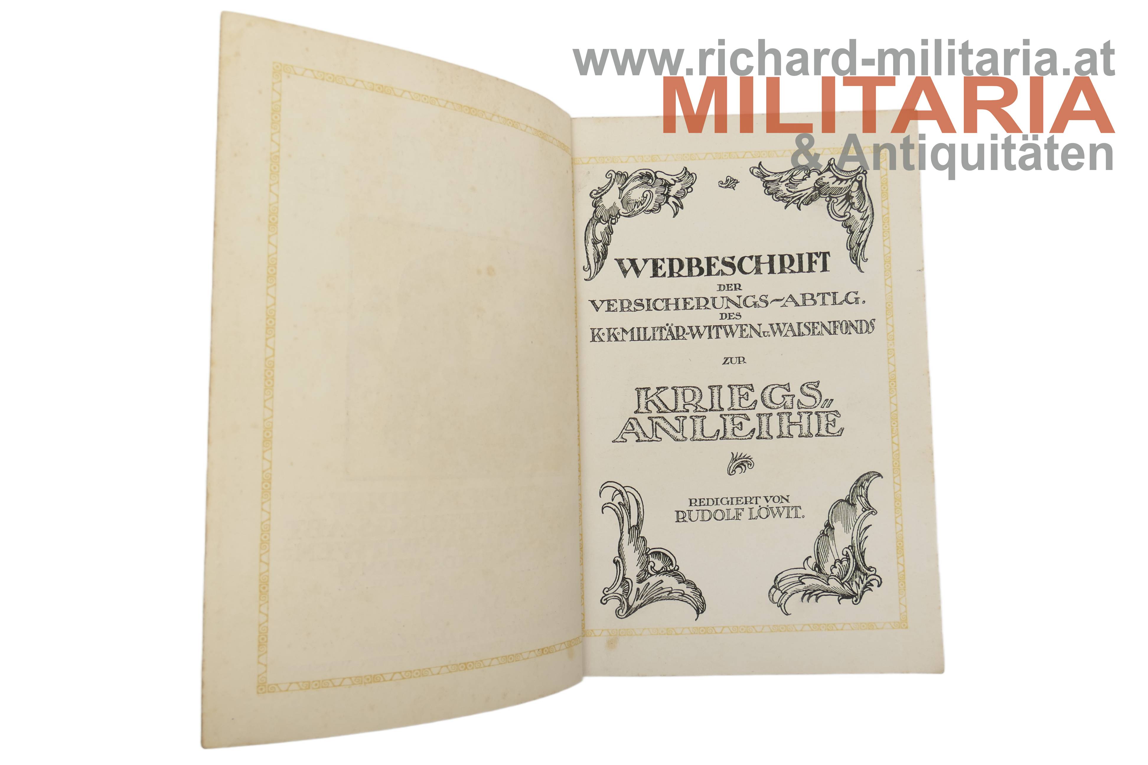 Werbeschrift d. Versicherungsabt. d. k.k. Witwen u. Waisenfonds