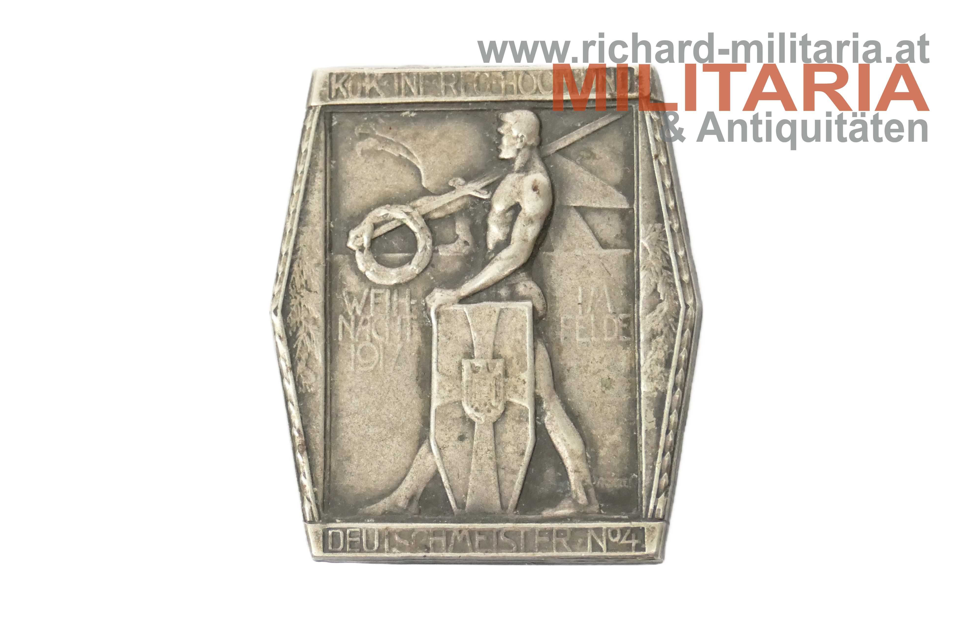 k.u.k. Kappenabzeichen  Inf. Regt. Hoch und Deutschmeister No.4. / Weihnacht im Felde 1917