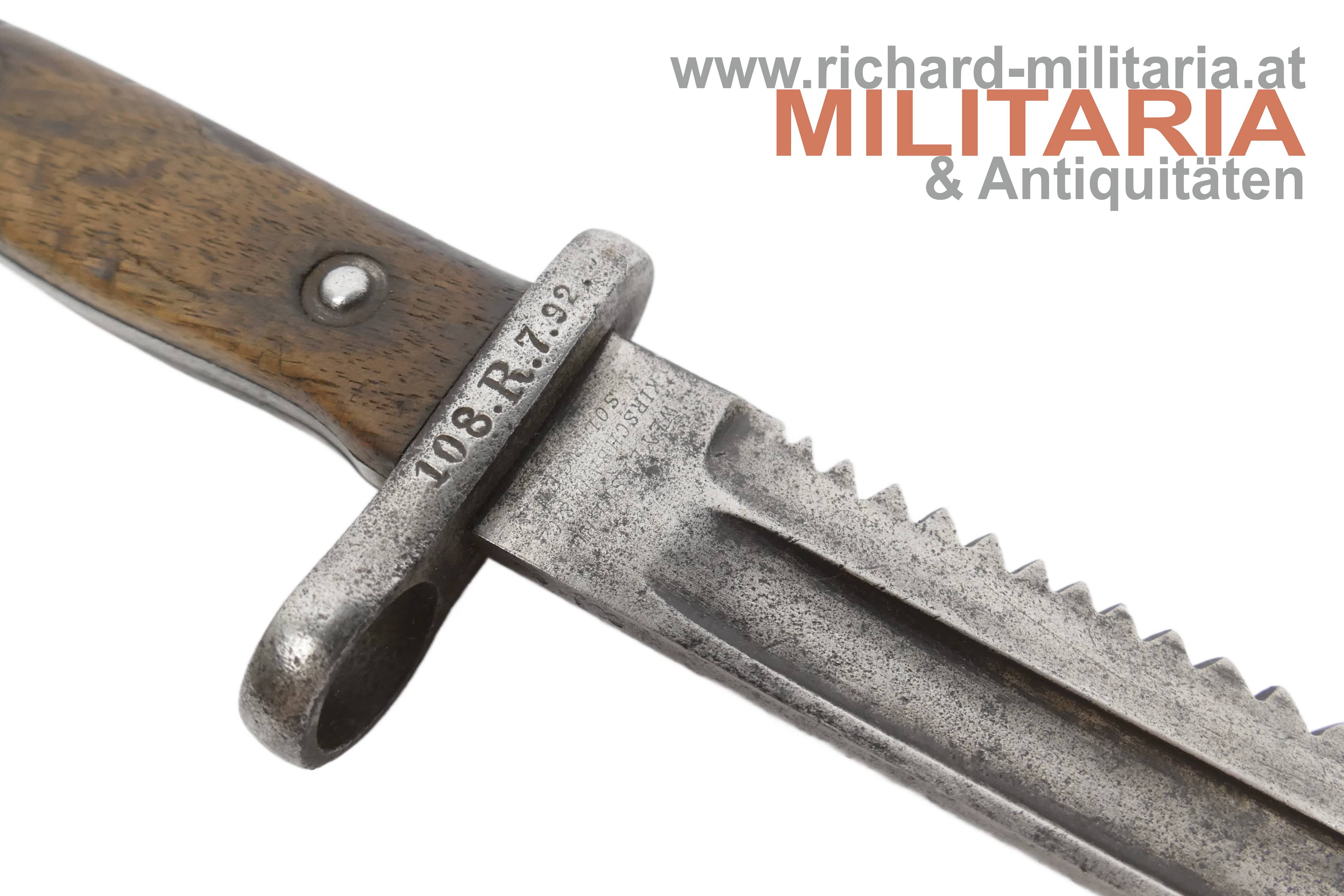 Deutschland - Bajonett M1871/84 - "108. R. 7. 92." - Sägezähne