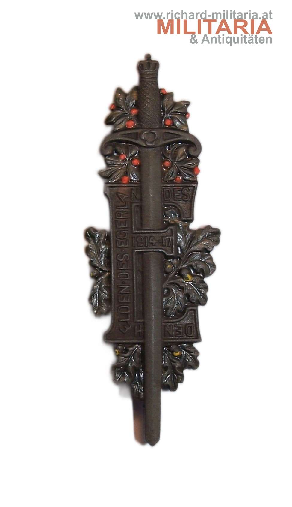 k.u.k. Kappenabzeichen "Den Helden des Egerlandes 1914-17"
