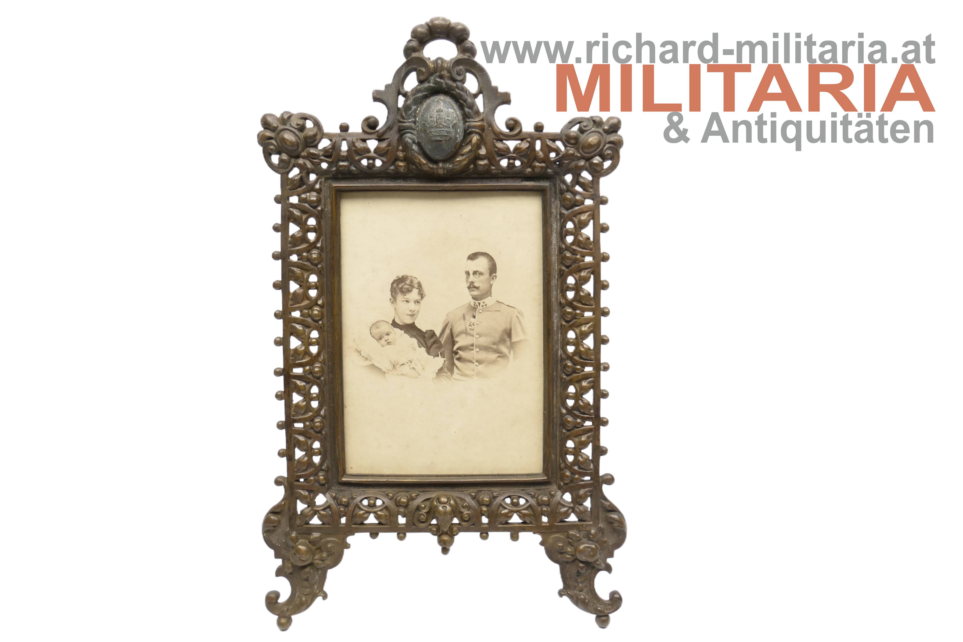 k.u.k. Hartkartonfoto Erzherzog Franz Salvator mit Gattin Marie Valerie & Tochter - gerahmt
