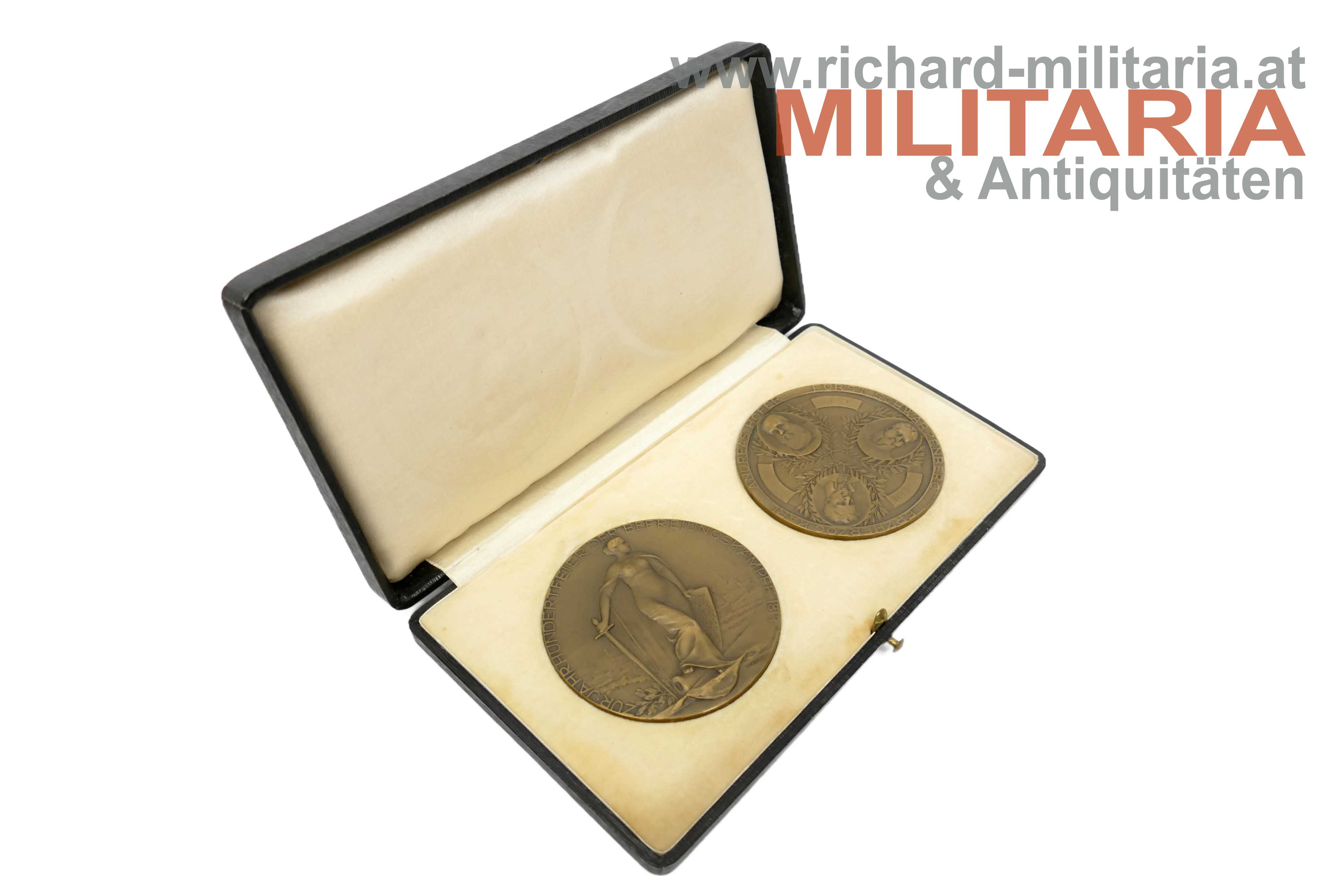 Medaillen - 100 Jahre Befreiungskampf 1813 (gegen Napoleon) mit Doppeletui