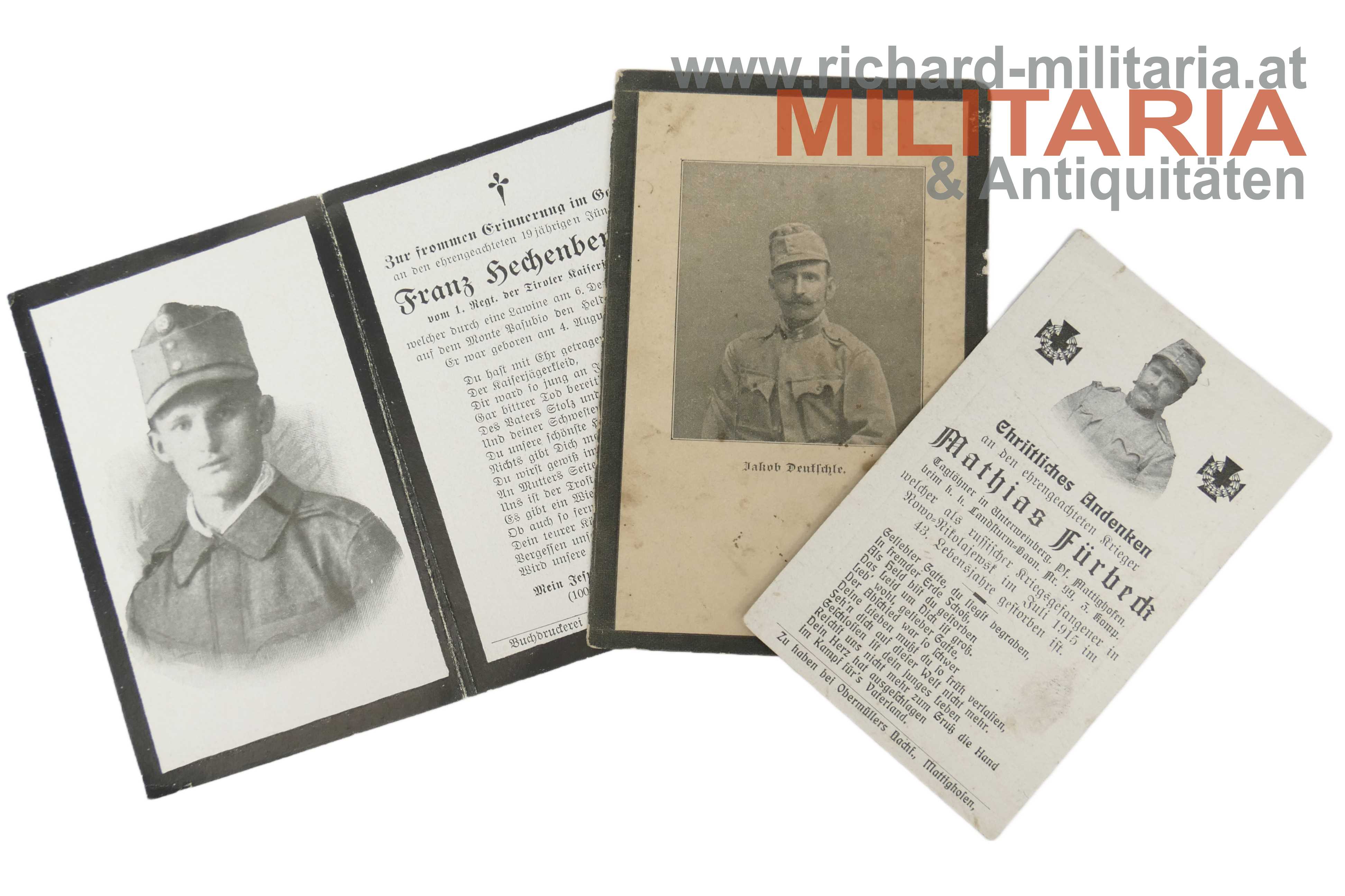 k.(u.)k. Sterbebilder-Konvolut - Landsturm Baon. 99 - 1. Reg. Tiroler Kaiserjäger