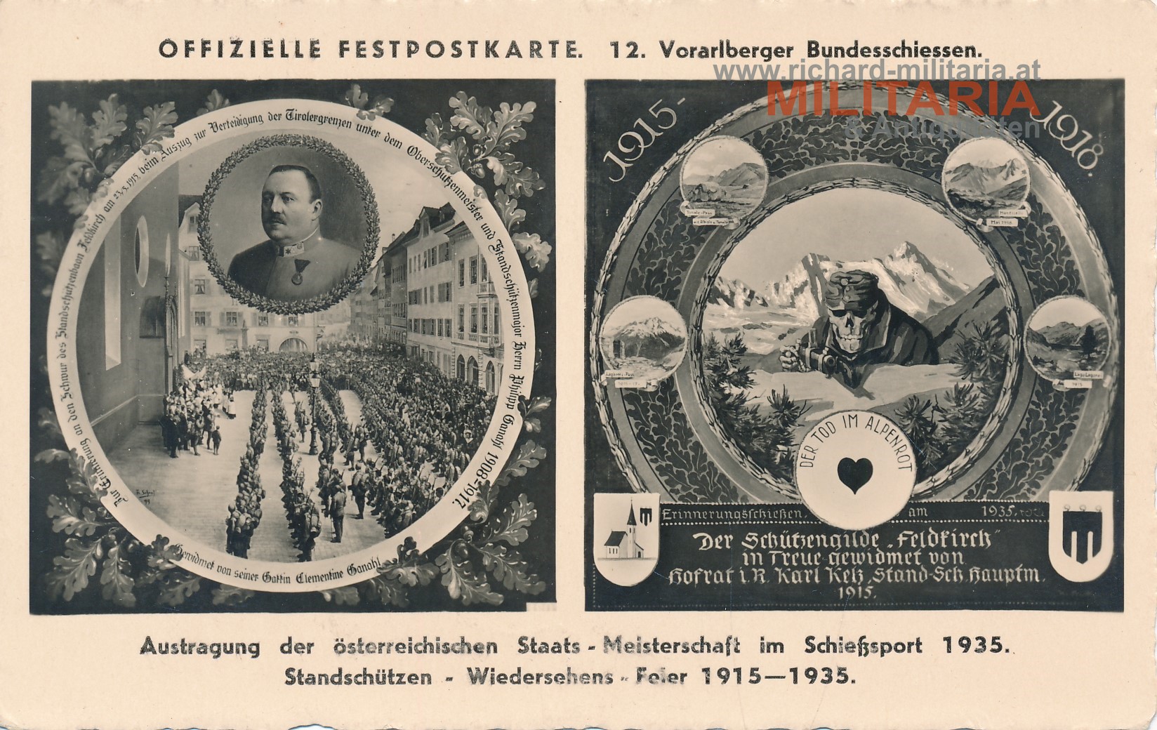 PK offizielle Festpostkarte- 12.. Vorarlberger Bundesschiessen