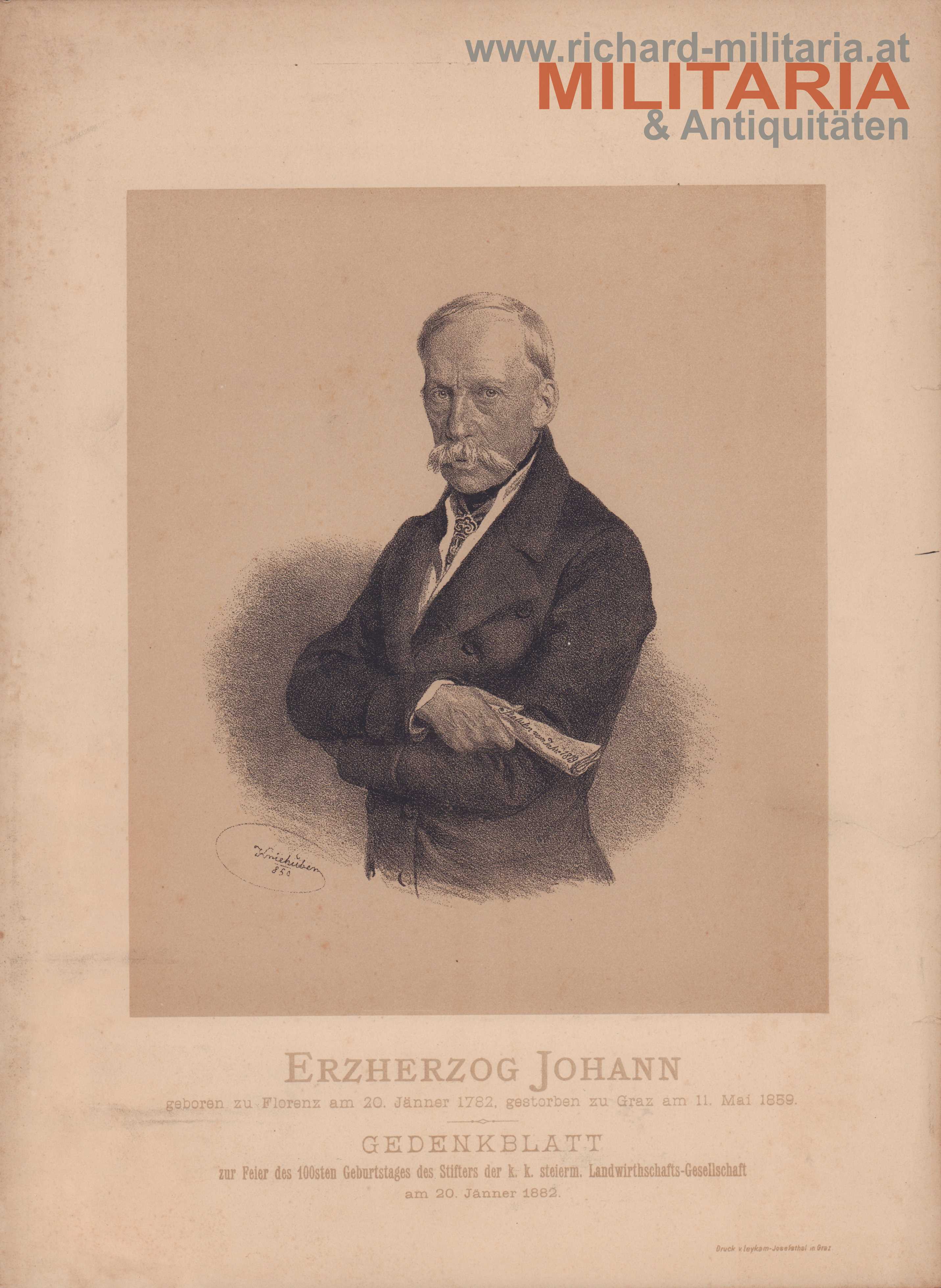 k.u.k. Gedenkblatt - Erzherzog Johann 