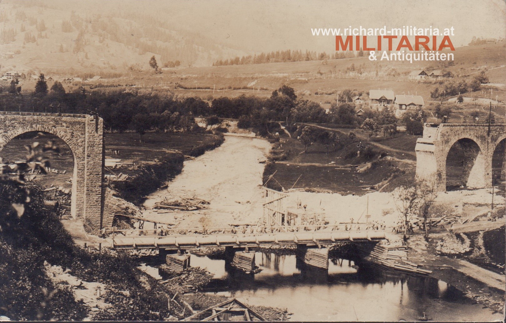 k.u.k. Foto-PK - Gesprenger Viadukt Waldkarpaten - Worochta