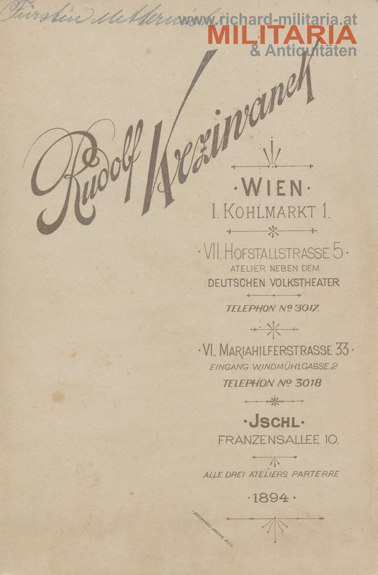 k.u.k. Hartkartonfoto - Fürstin Metternich