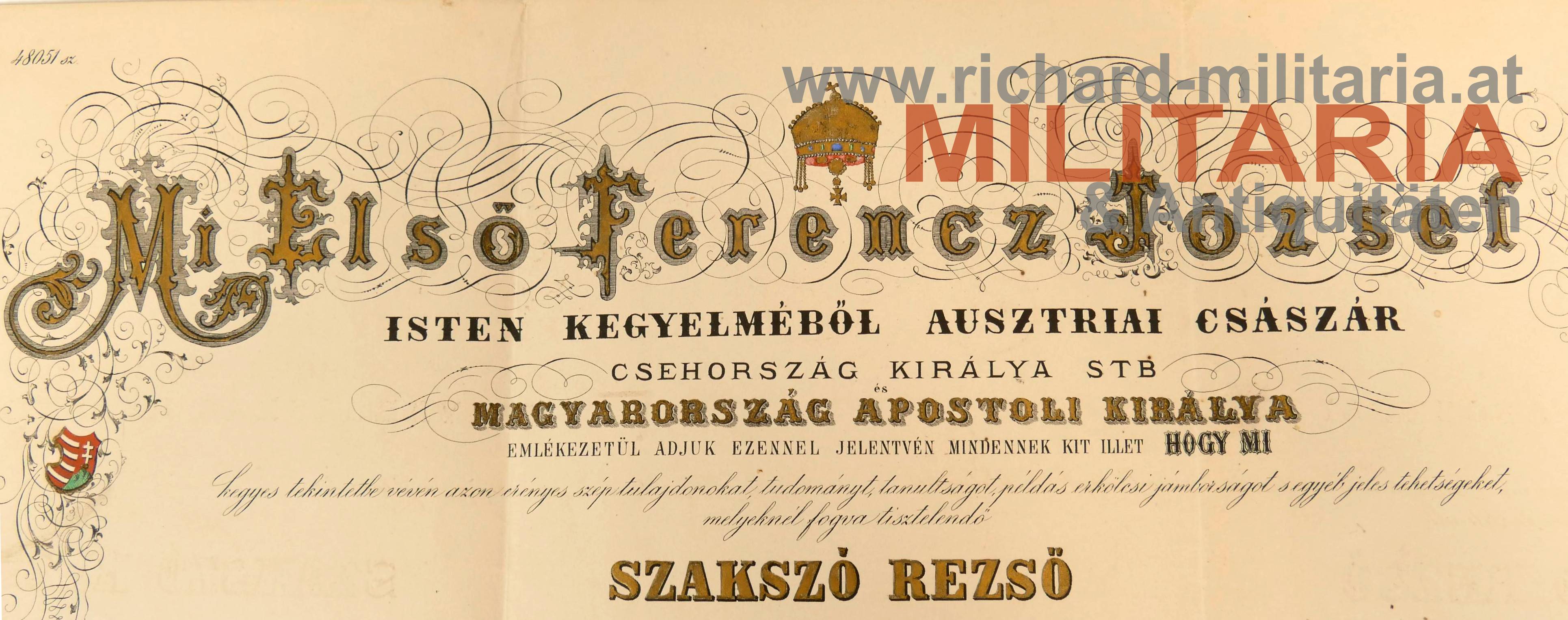 Ernennungsurkunde zum Erzdiakon - OU Kaiser Franz Joseph - Schmuckurkunde