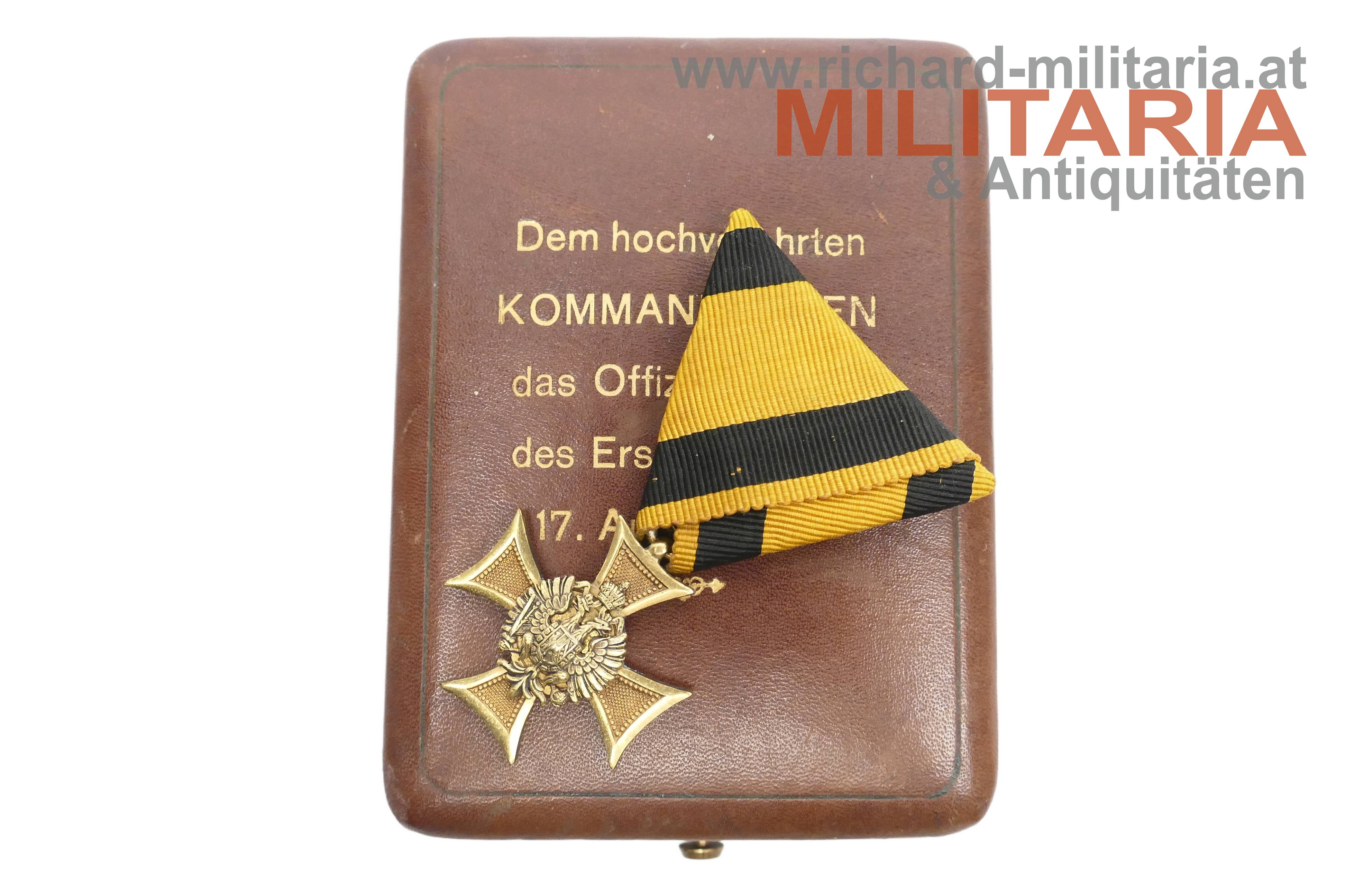 k.u.k. Militärdienstzeichen 3. Klasse (25 Jahre) - WIDMUNG - Ers. Baon 47 - 1918