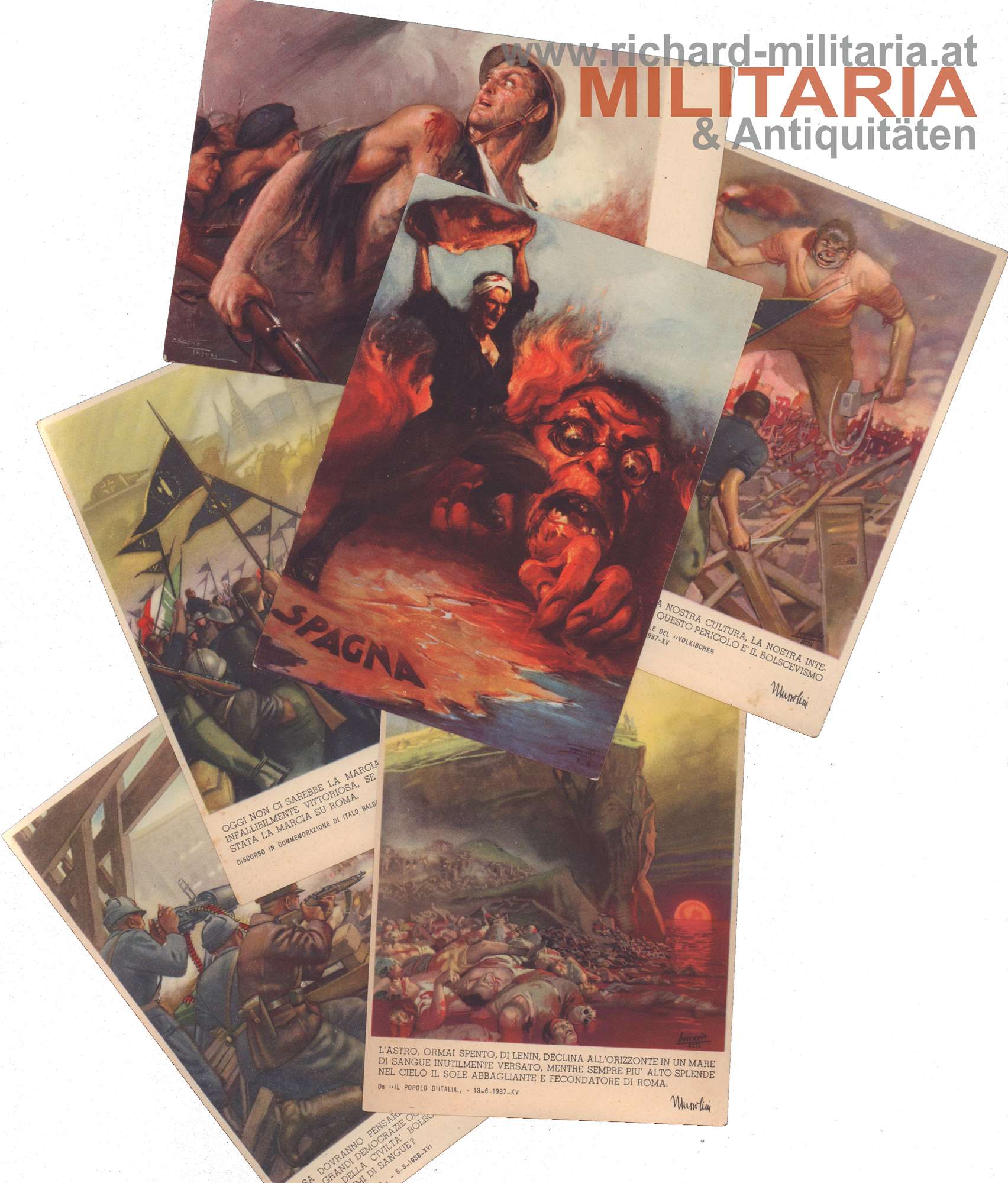 Konvolut - 6 italienische Postkarten um 1940