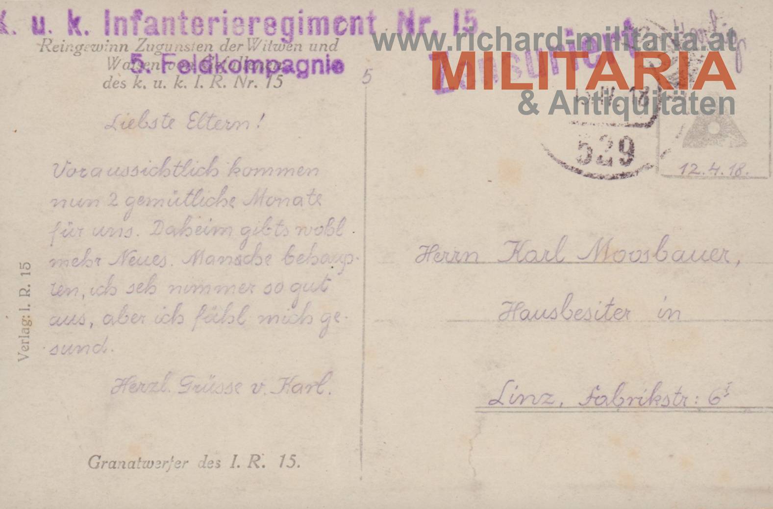 k.u.k. Foto - Granatwerfer des I.R. 15