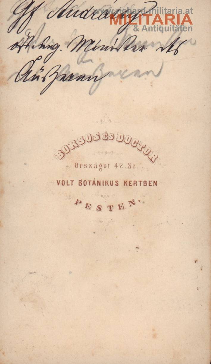 Hartkartonfoto - Gyula Graf Andrássy von Csíkszentkirály und Krasznahorka