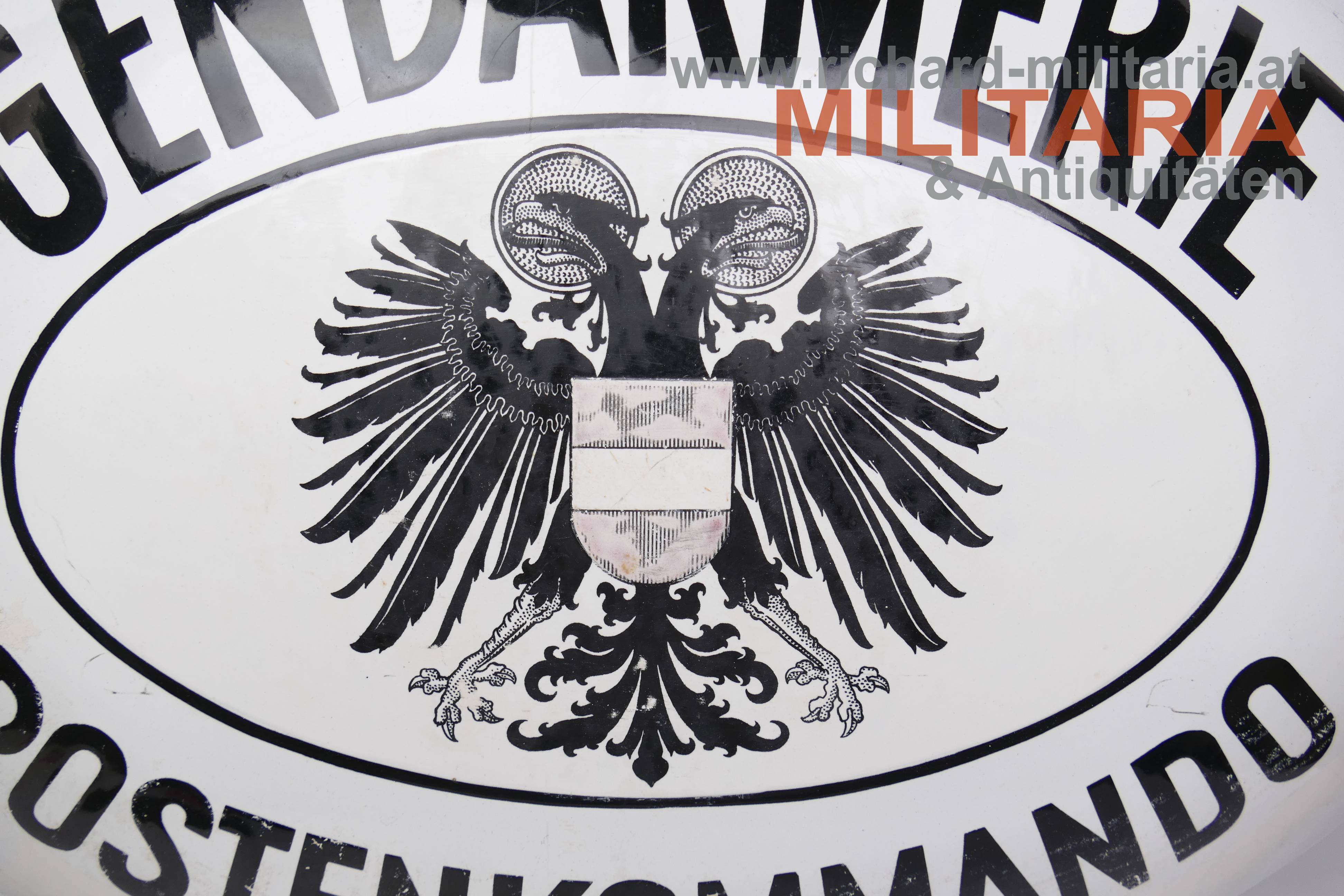 Österreich Ständestaat - Emailschild - Gendarmerie Postenkommando
