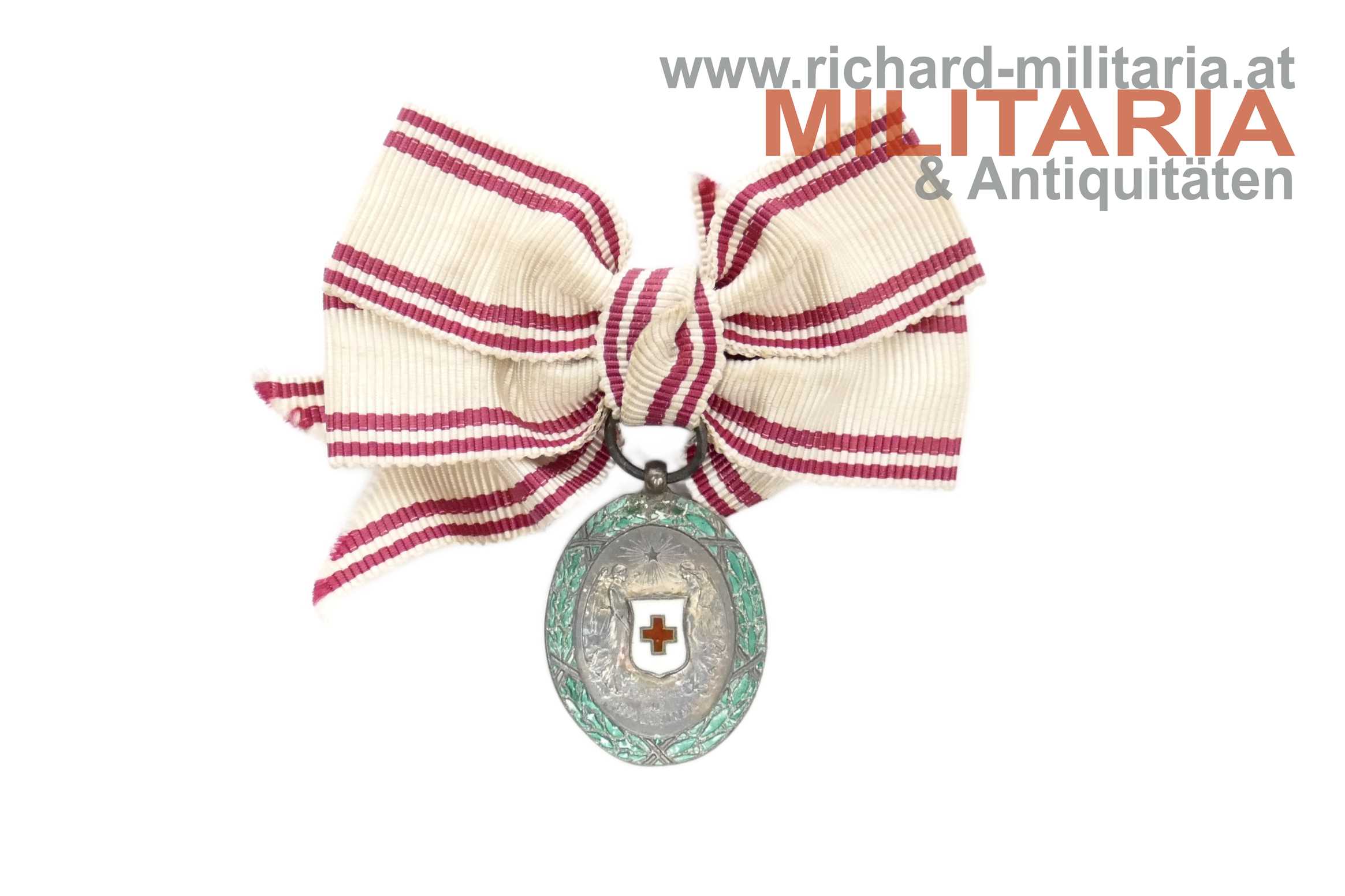 Rotes Kreuz - Silberne Ehrenmedaille mit Damenmasche - MINIATUR