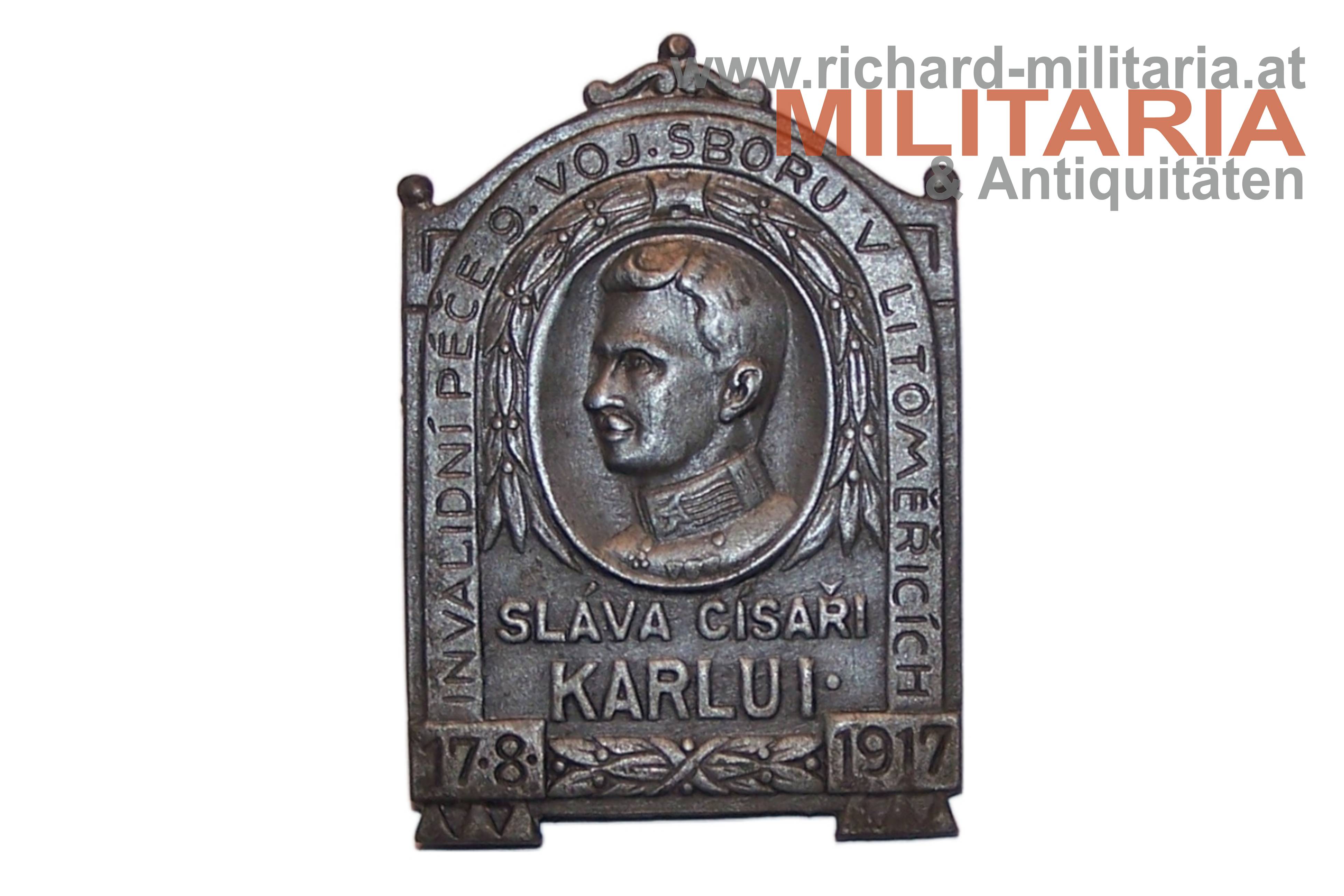 k.u.k. Kappenabzeichen - IX. Korps - Sláva císari Karlu I. 17.8.1917. 