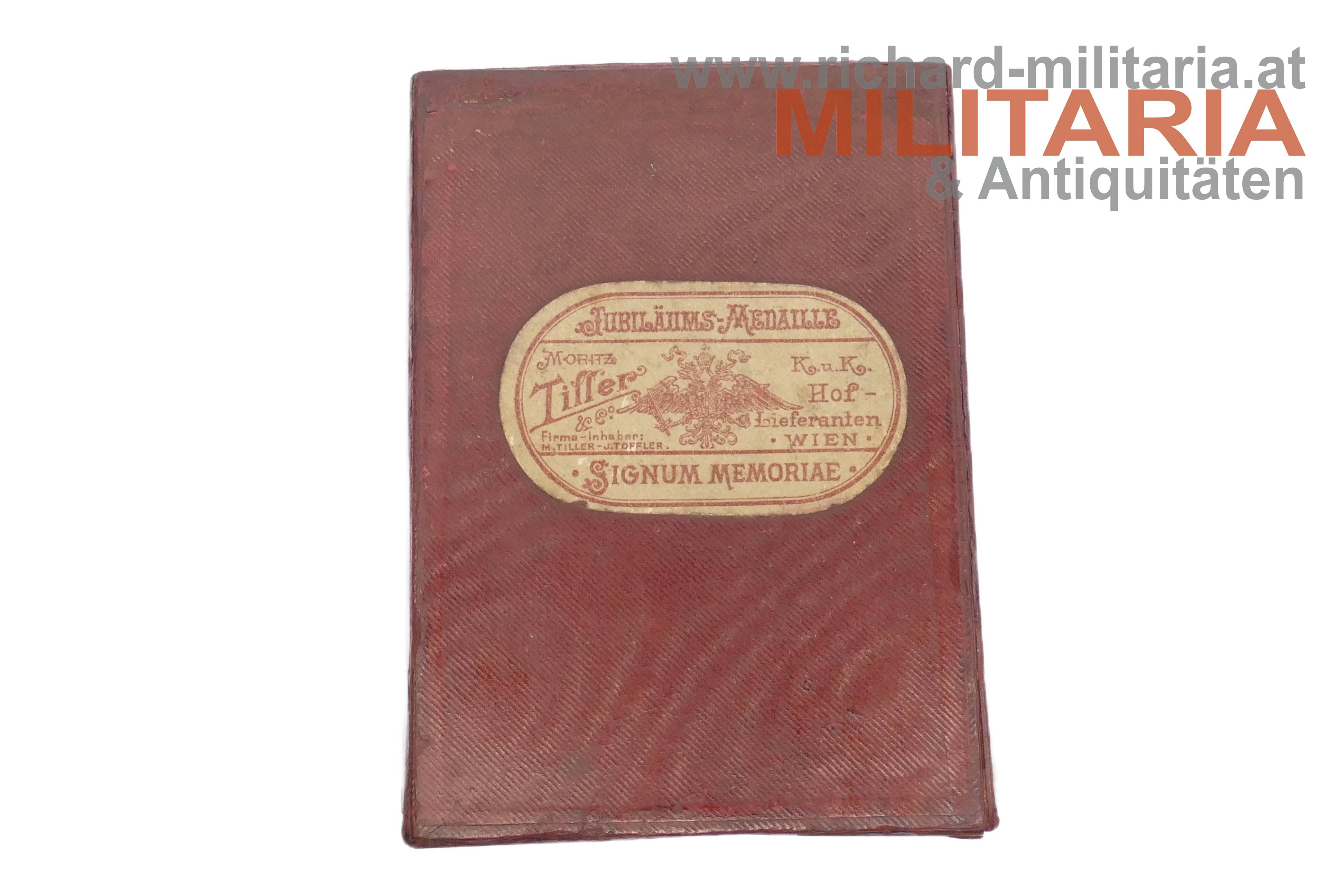 k.u.k. Bronzene Jubiläums-Erinnerungsmedaille im Etui - Kriegsmetall - Tiller