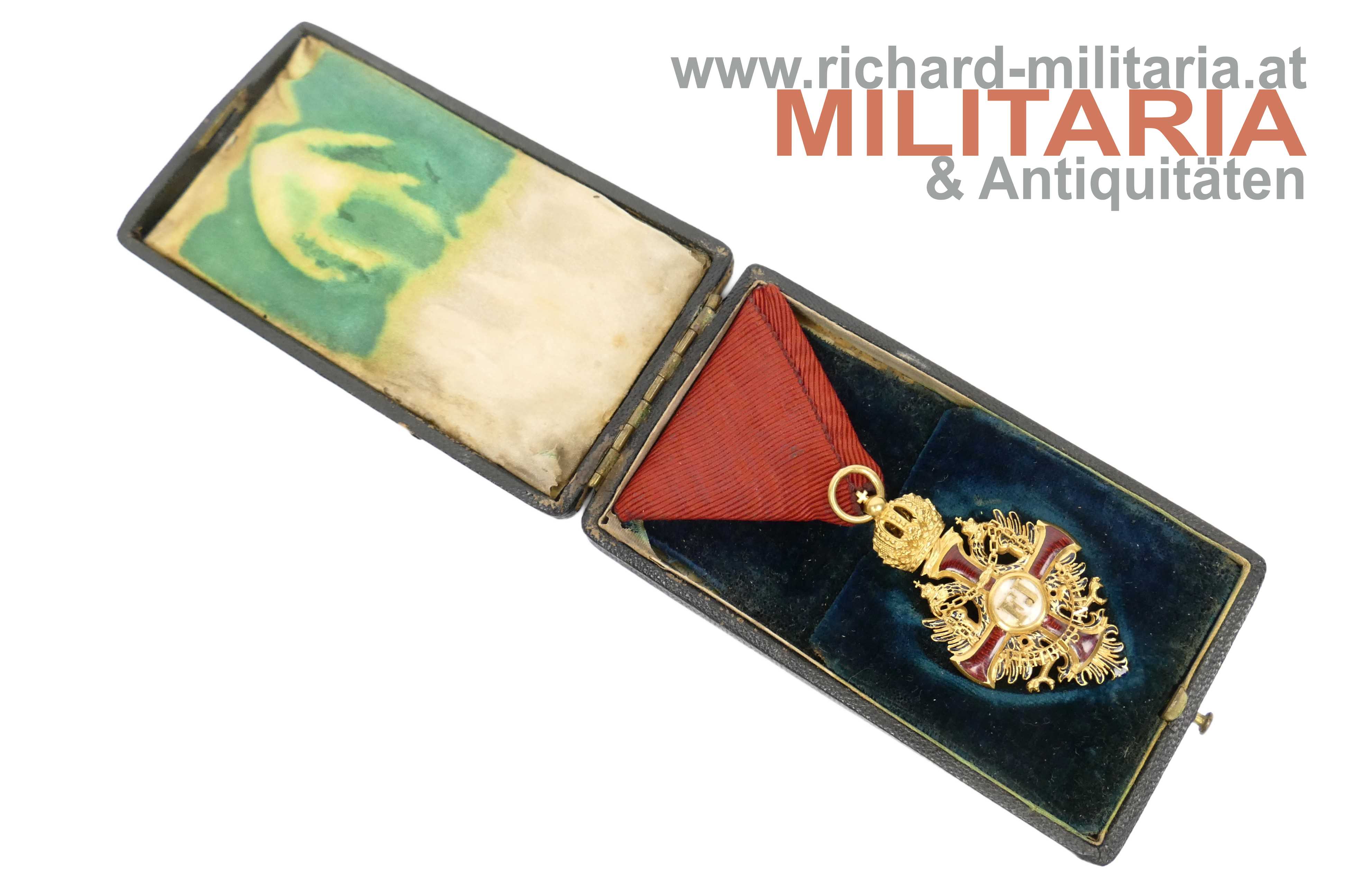 kaiserlicher Franz - Joseph-Orden - Ritterkreuz RESCH - GOLD + Etui 
