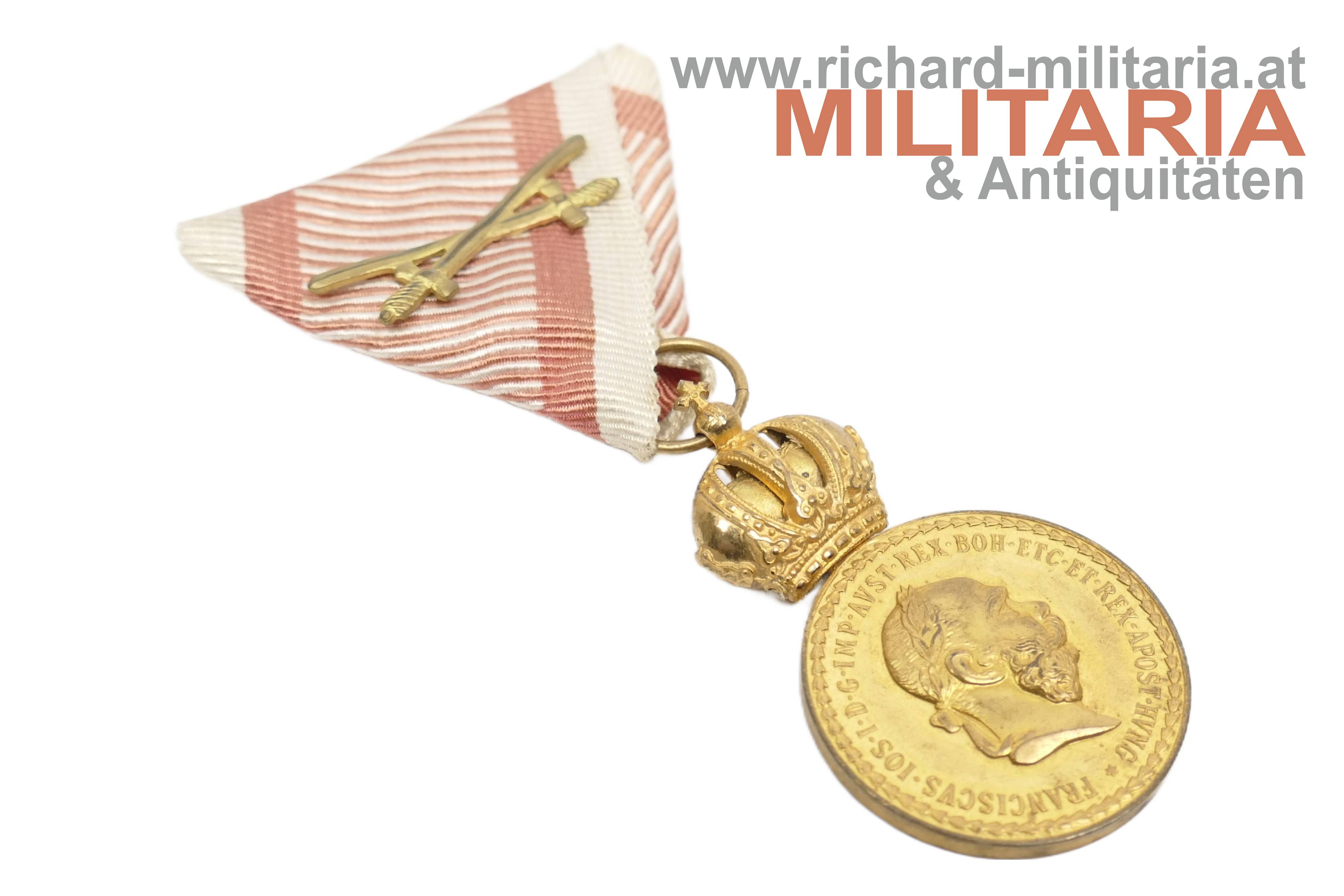 k.u.k. Bronzene Militärverdienstmedaille Kaiser Franz Joseph mit Schwertern - STEMPELGLANZ
