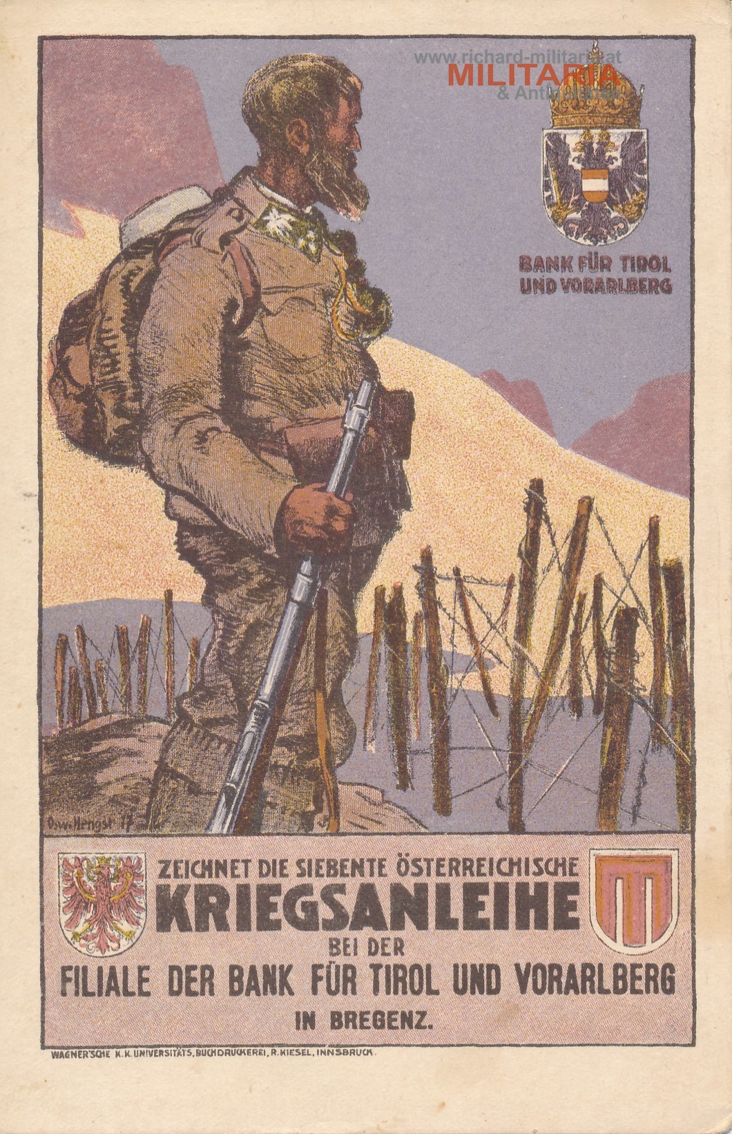 k.u.k. patriotische PK STANDSCHÜTZEN - "Zeichnet die siebente österreichische Kriegsanleihe - BTV"