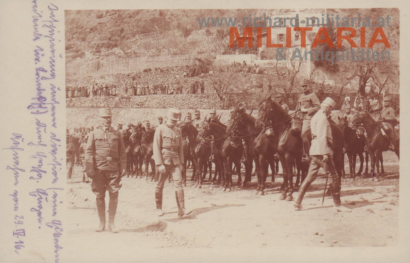 k.u.k. Foto - Truppeninspizierung durch Erzherog Eugen - Feldmarschallleutnant mit Mannschafts-Koppelschloss