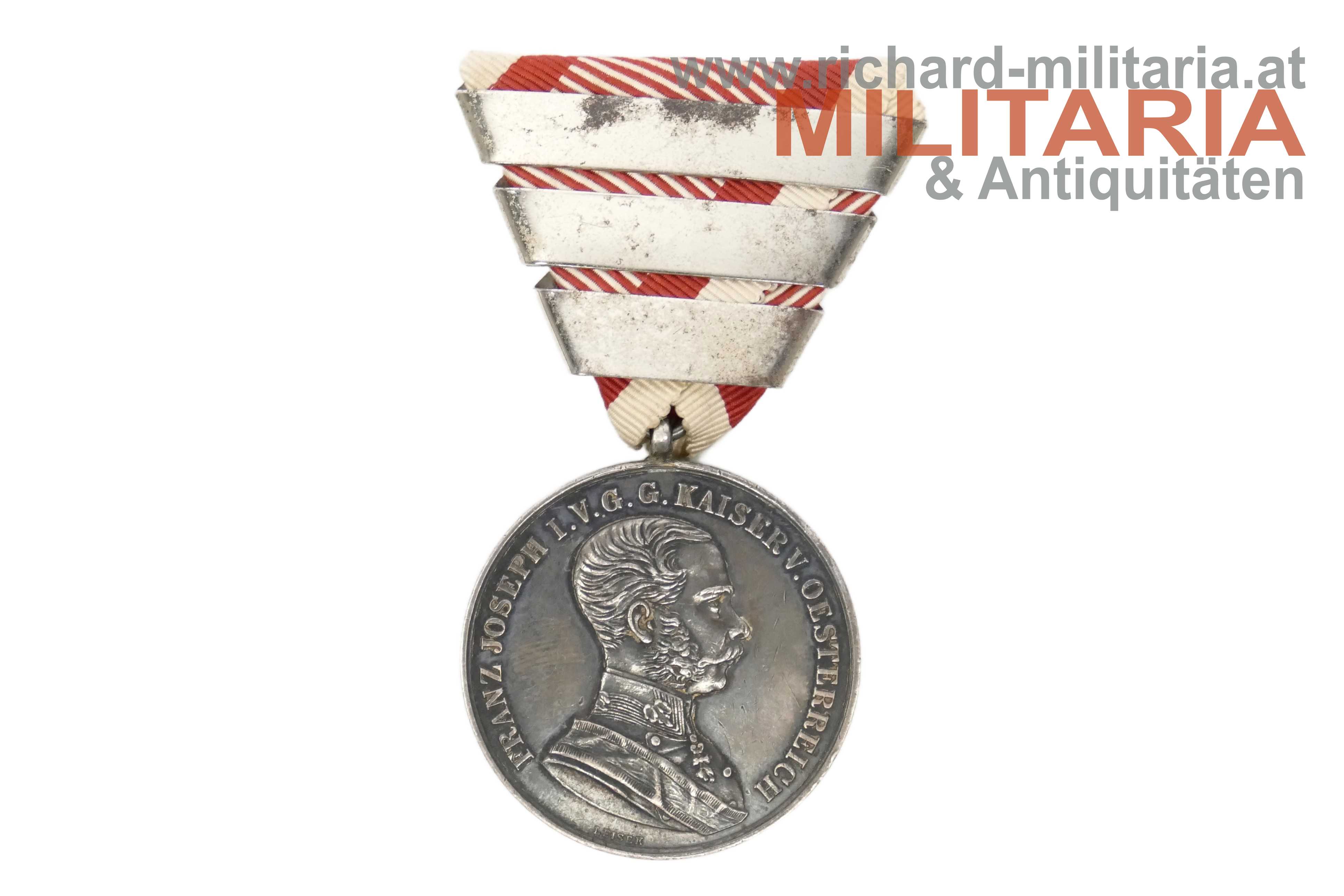k.u.k. Silberne Tapferkeitsmedaille 1. Klasse FJ1 - dreifache Wiederholungsspange