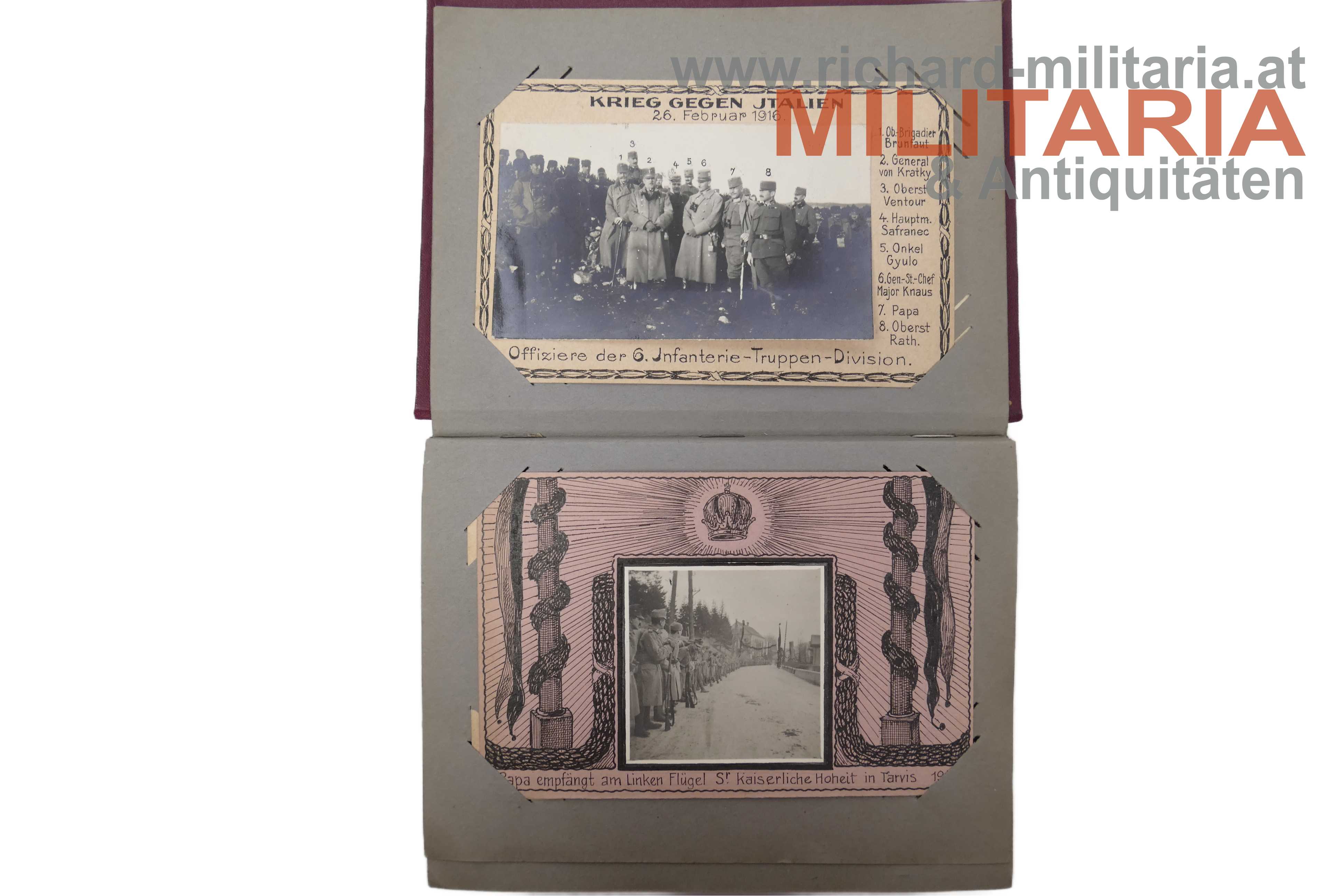 k.u.k. Fotoalbum - Kommandant d. II/27. Feldbaons - Oberstleutn. Petermann - Italienfront 1916