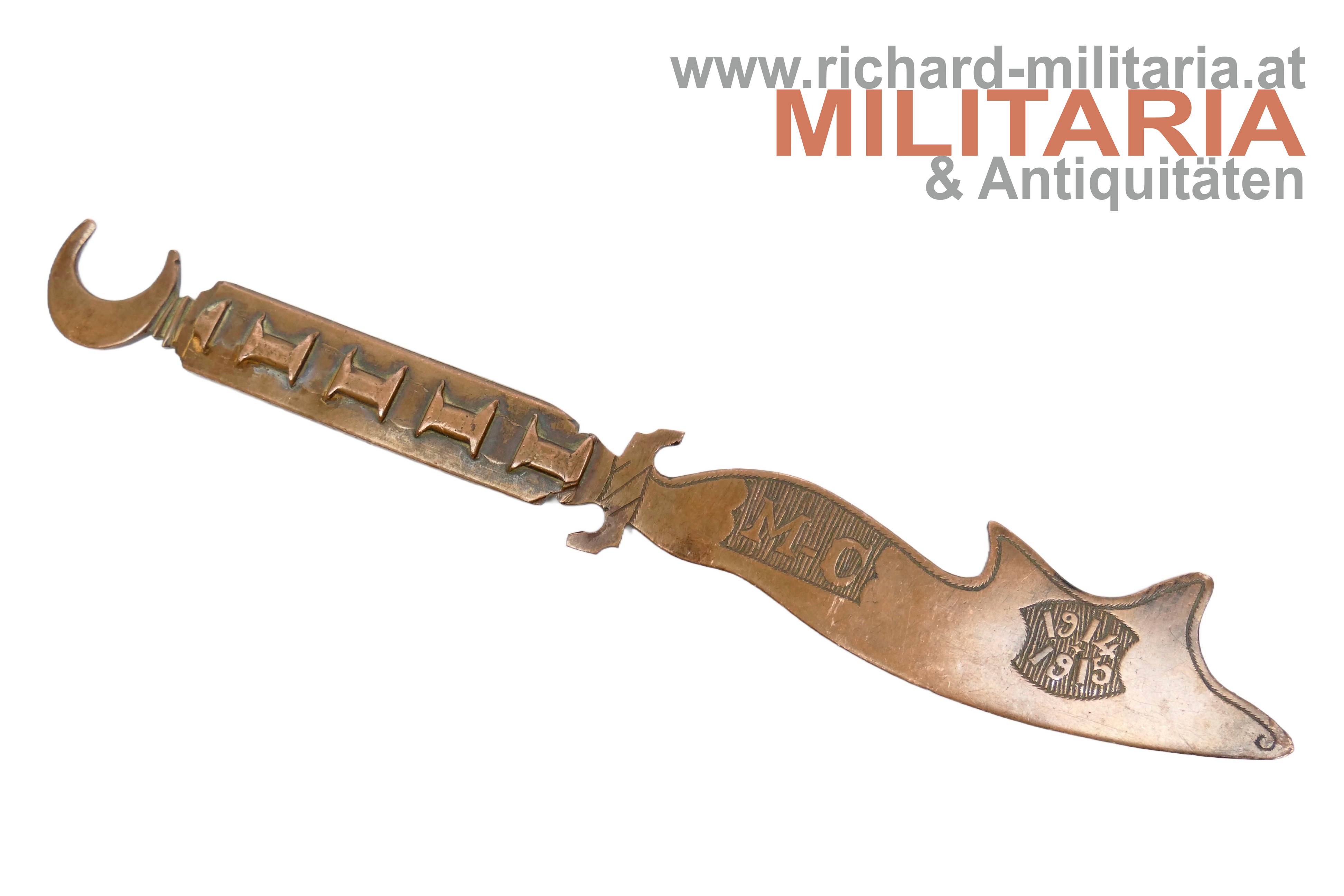 Grabenarbeit - Brieföffner - osmanischer Halbmond - 1914-1915 - "M-C"
